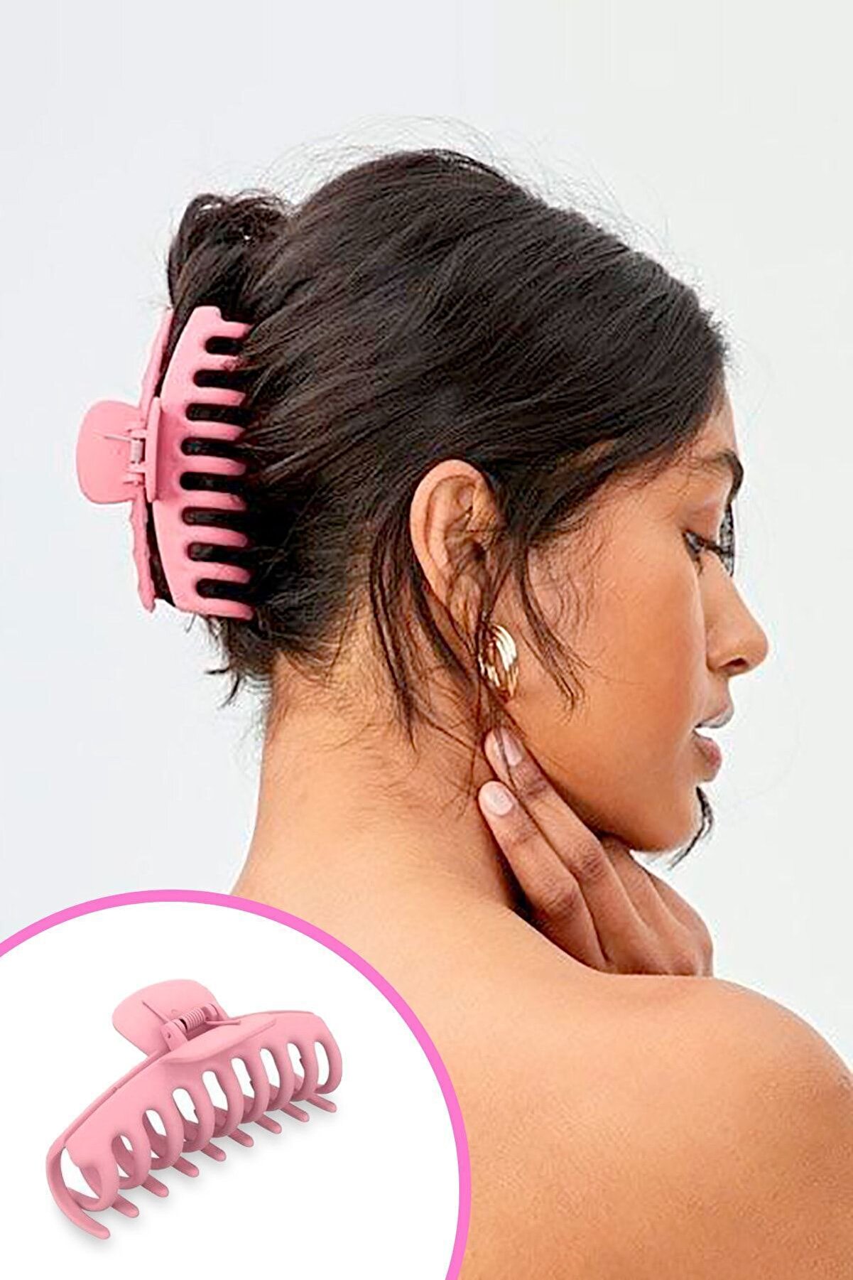 Monalisa Büyük Boy Sıkı Dişli Pembe Mandal Toka - Saç Aksesuarları