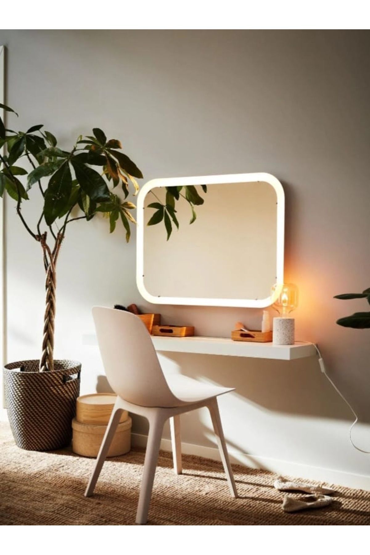 decomira Modern Dresuar Kalın Görünümlü Gizli Raf Tutucu Ayaksız Uçan 40mm Kalınlık Raf Tipi Dresuar 101x26