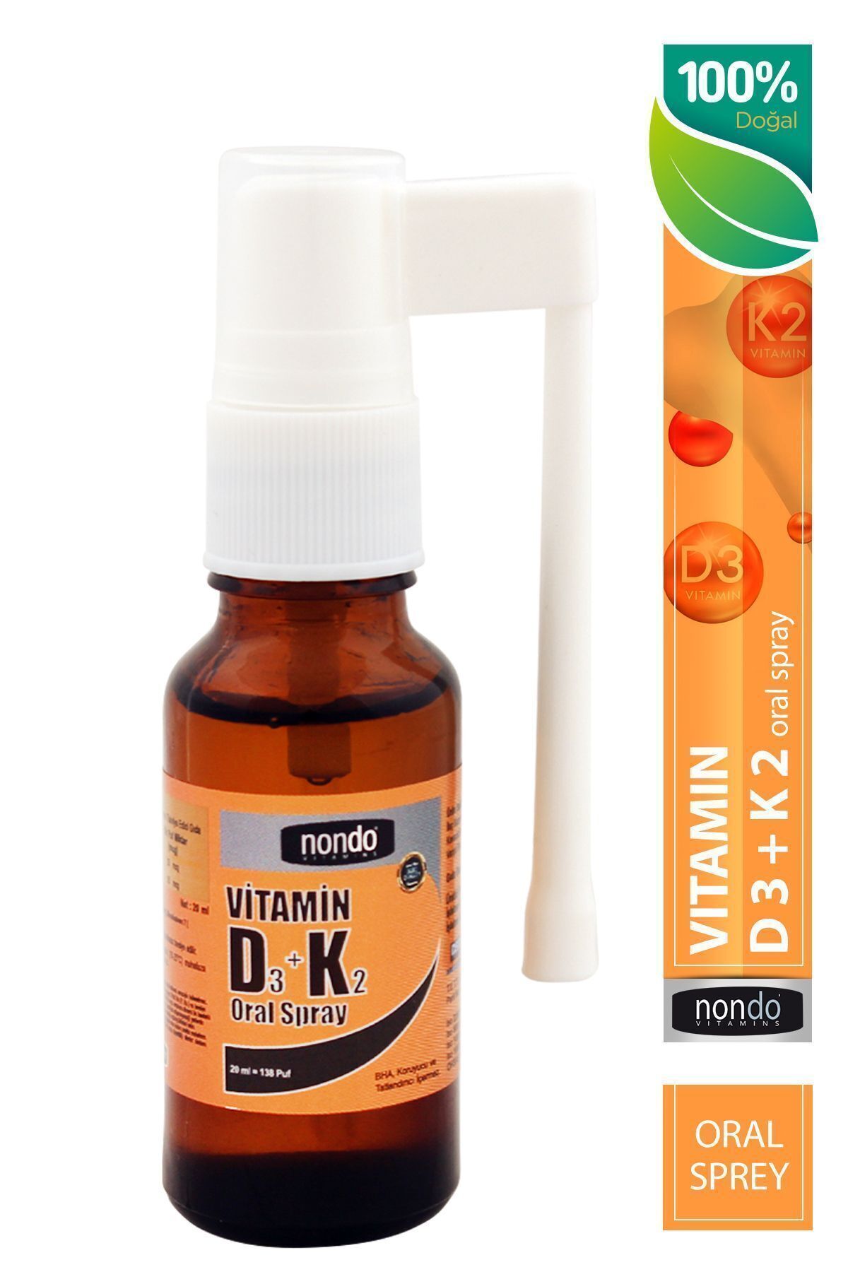 Nondo Vitamins D3k2 Vitamini Oral Sprey 20 ml 138 Puf