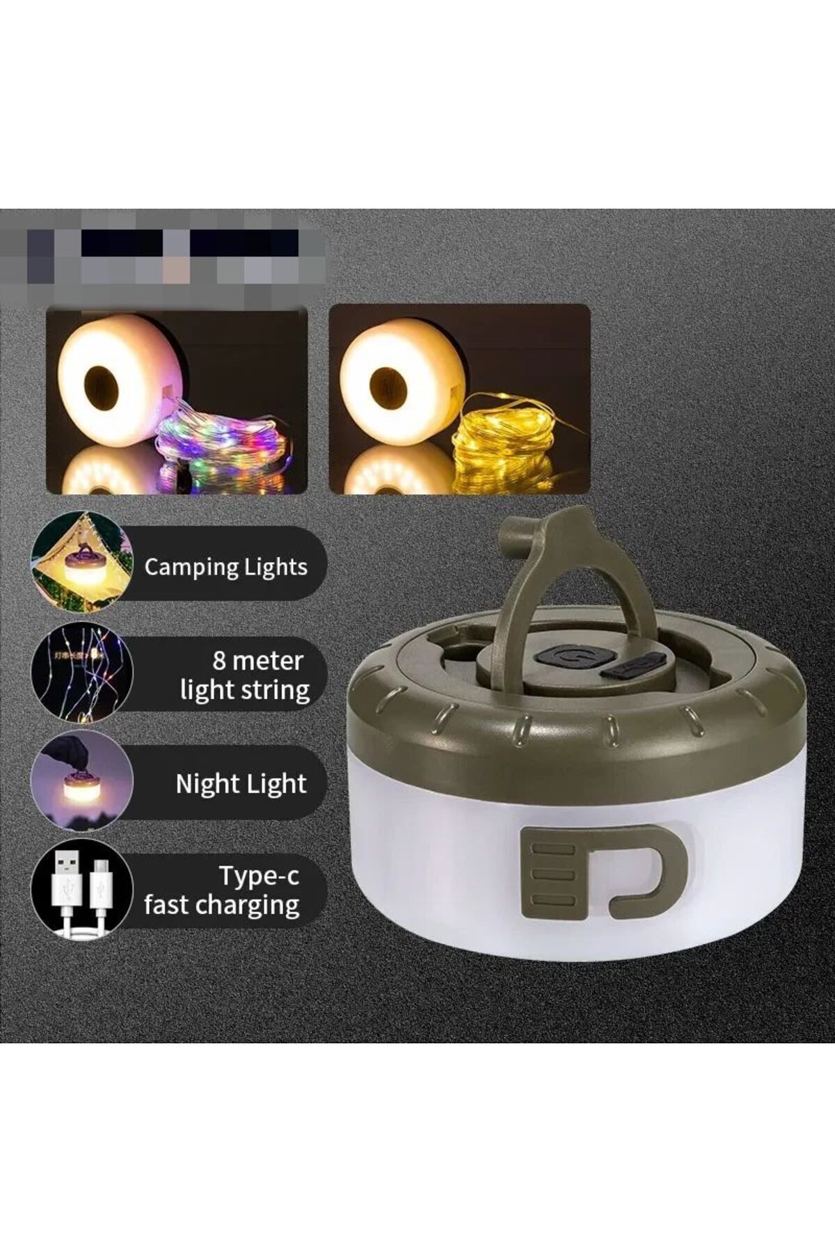 TAPLED Şarjlı Rgb Ve Günışığı Bir Arada Kamp Lambası 30 Led 8x80 Kamp Lambası