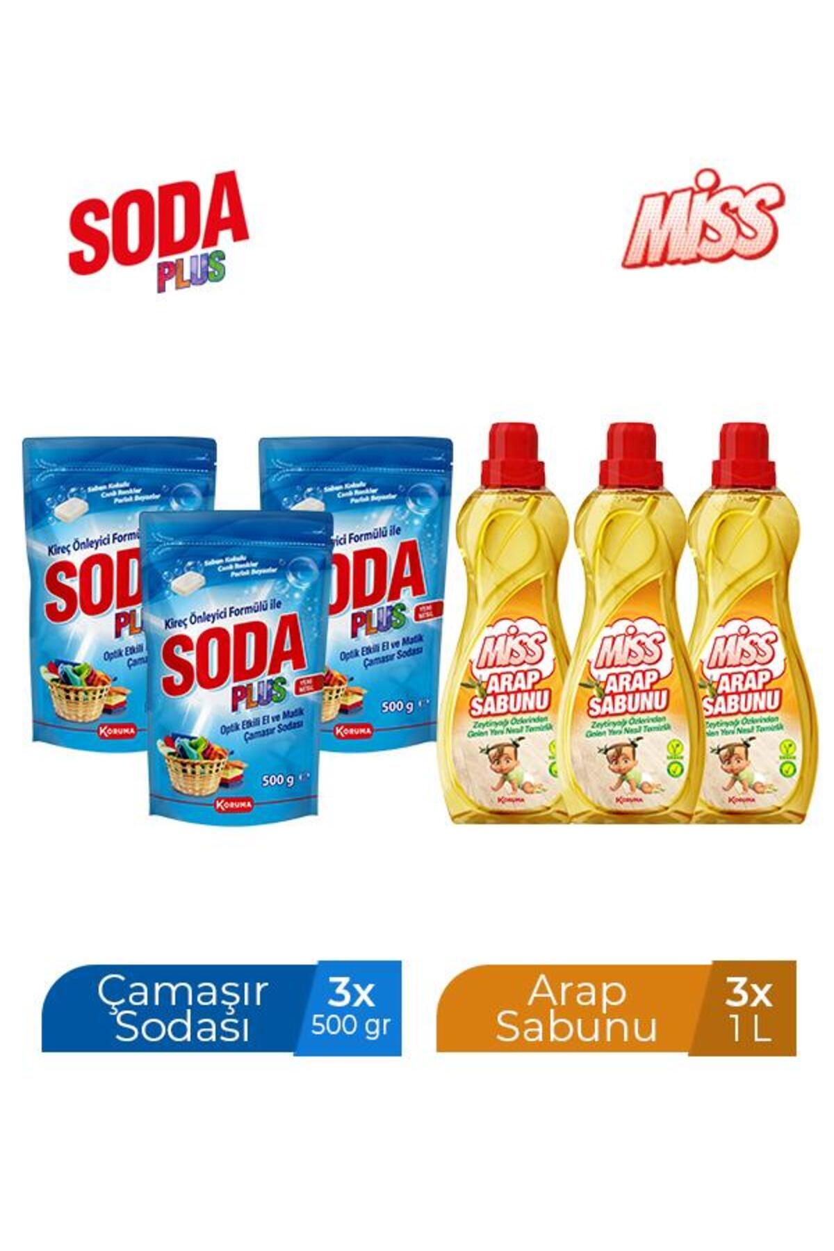 Miss MİSS ARAP SABUNU 1000 ML X 3 ADET + SODA PLUS 500 ML X 3 ADET
