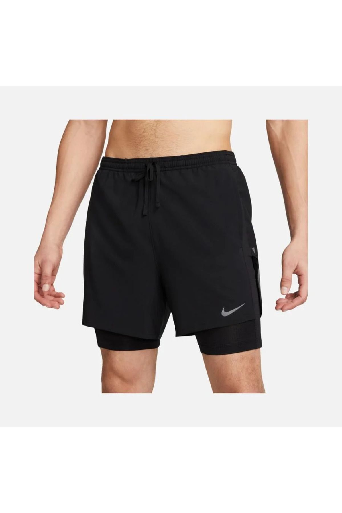 Nike Dri-Fit Run Division Hybrid Stride 8'' 2-In-1 taytlı Running Erkek siyah koşu  Şort  dx0841-010