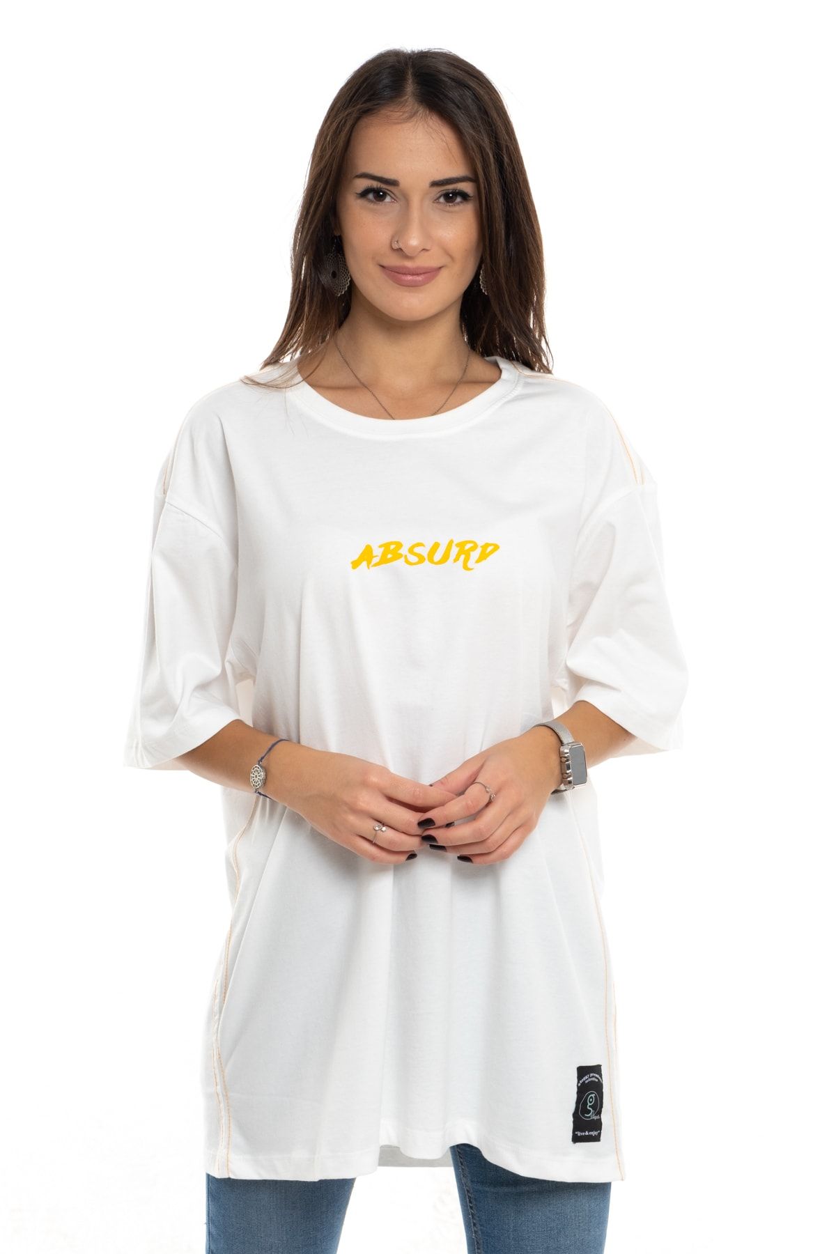 GLOGGY Unisex Bol Kesim Baskılı T-shirt Glg-mfl-001