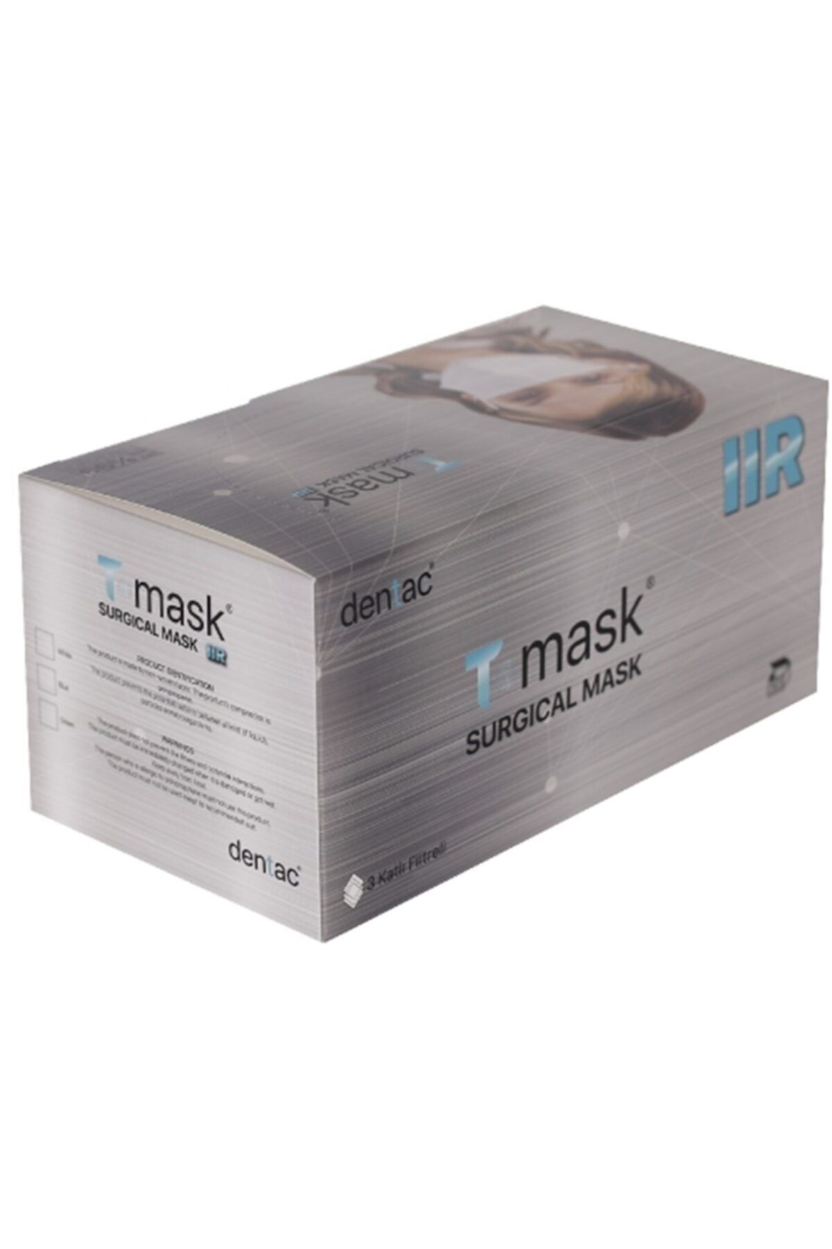 Dentac Beyaz Renk 3 Katlı Telli Cerrahi Yüz Maskesi 100 Adet 2x50'li Kutu