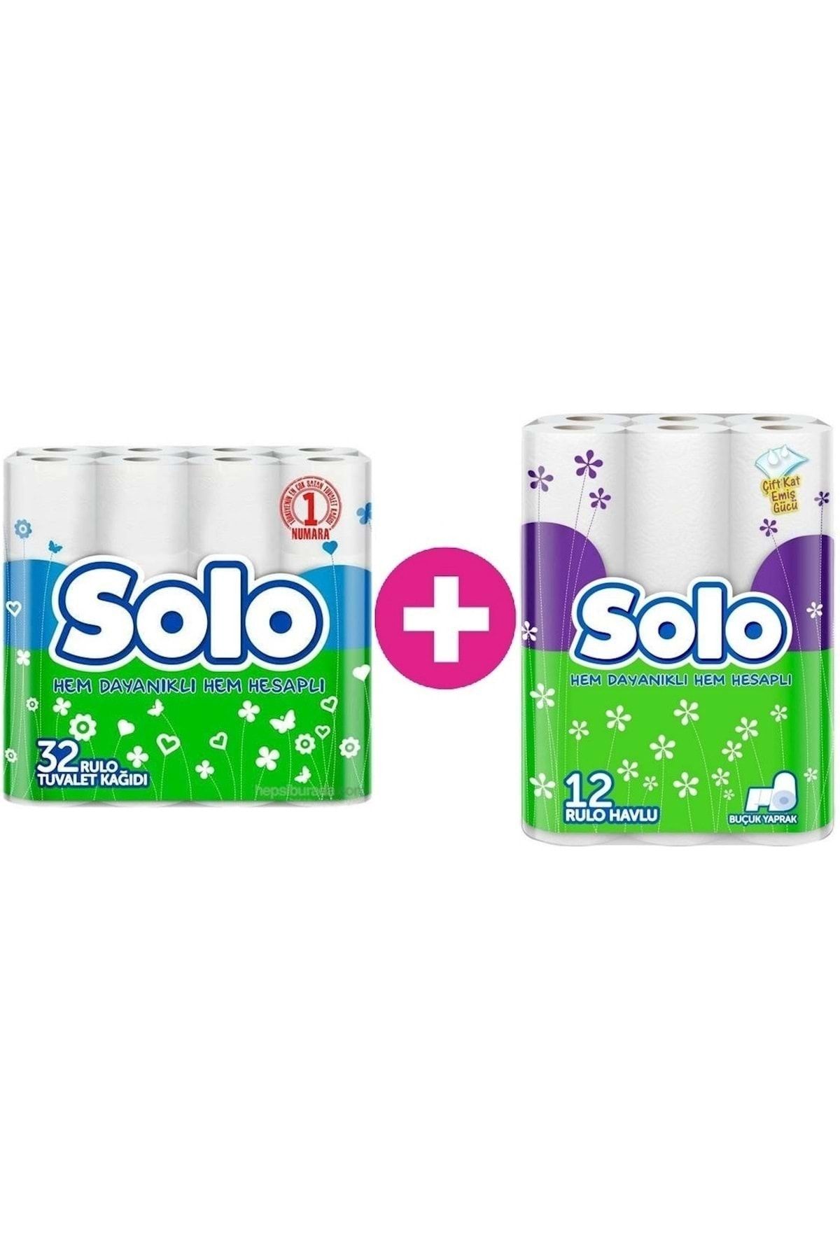 Solo Tuvalet Kağıdı Çift Katlı 32 Li Paket + 12 Li Kağıt Havlu