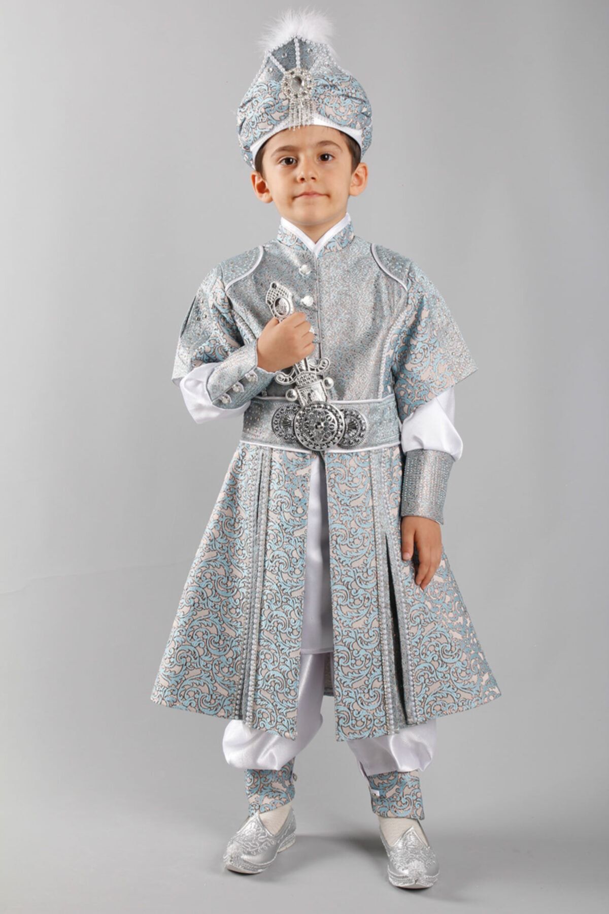 Osmanlı Sünnet Kıyafetleri Erkek Çocuk Turkuaz Sünnet Takımı