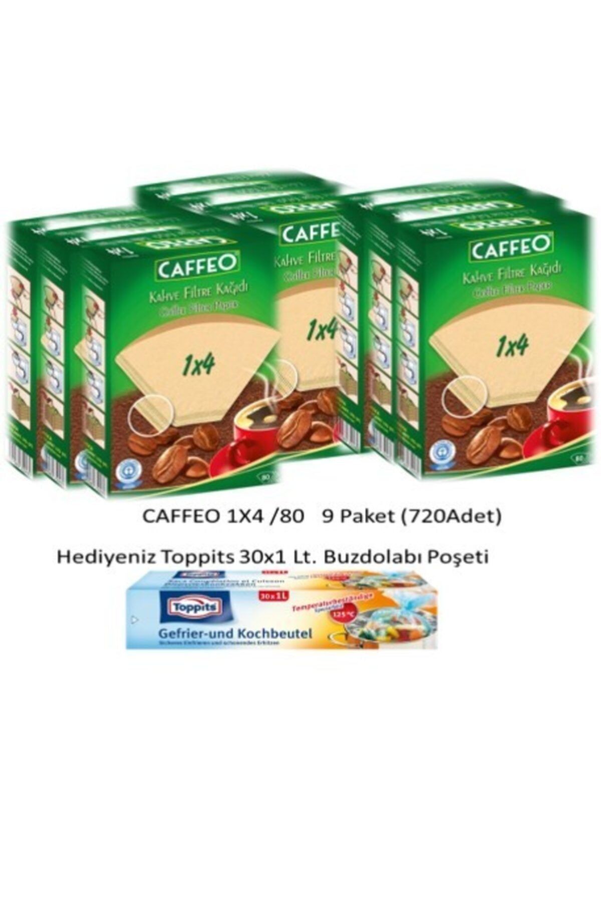 Caffeo 1x4/80 Kahve Filtresi-9 Paket(720adet)+buzdolabı Poşeti Hediyeli