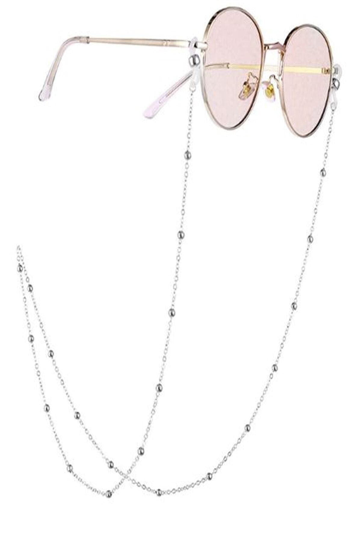 X-Lady Accessories Mini Top Boncuklu Stylish Trend Gözlük Zinciri - Gözlük Aksesuarı - Silver