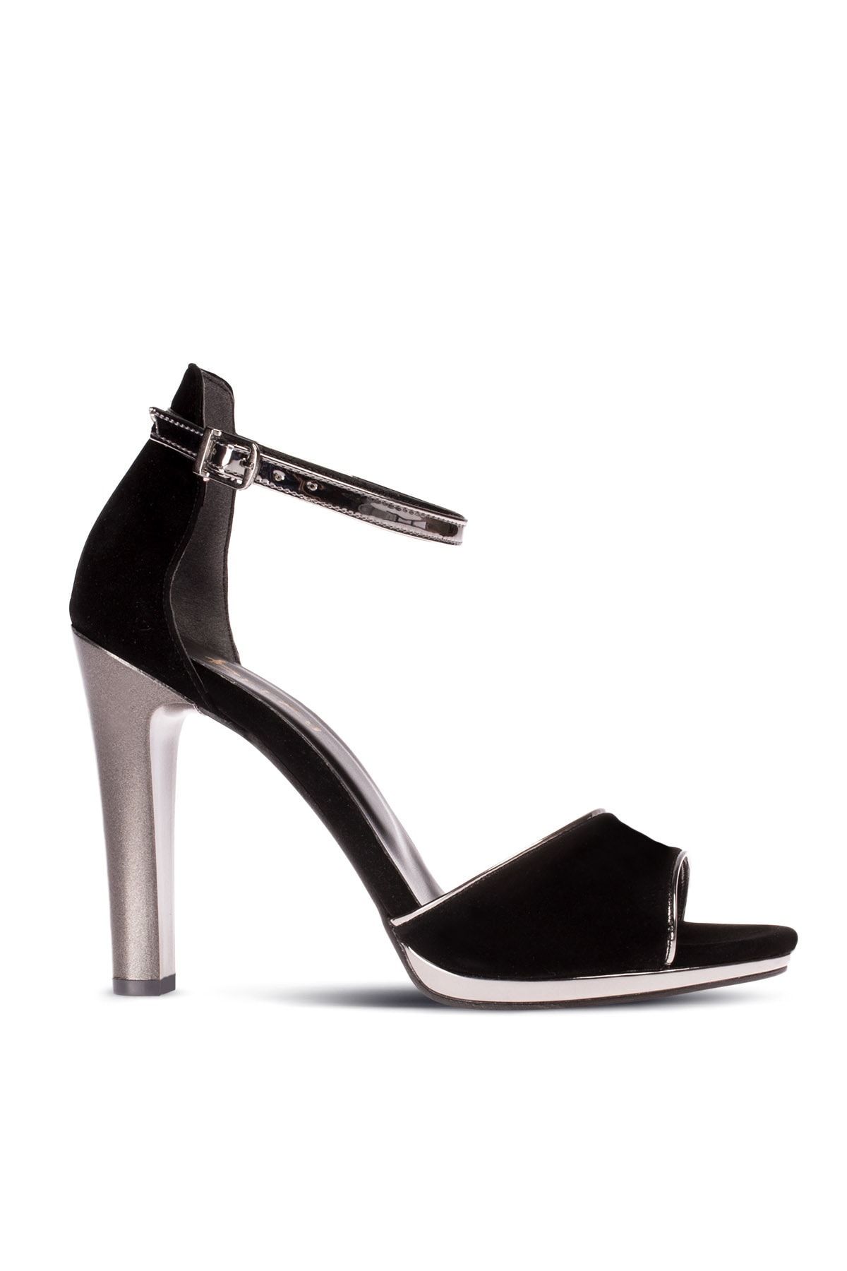 Deery Kadın Siyah Süet Topuklu  Ayakkabı