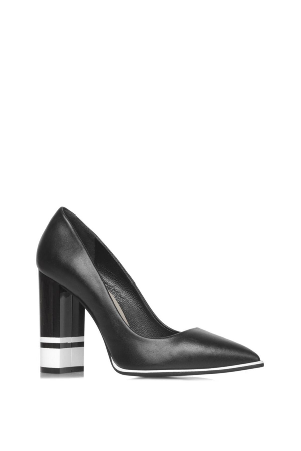 İlvi Kadın Siyah Topuklu Ayakkabı Deri Sandi-1230-20.1001