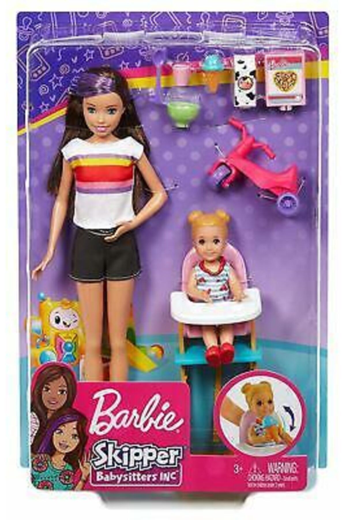 Barbie Bebek Bakıcılığı Oyun Seti Mama Sandalyesi Fhy97-ghv87