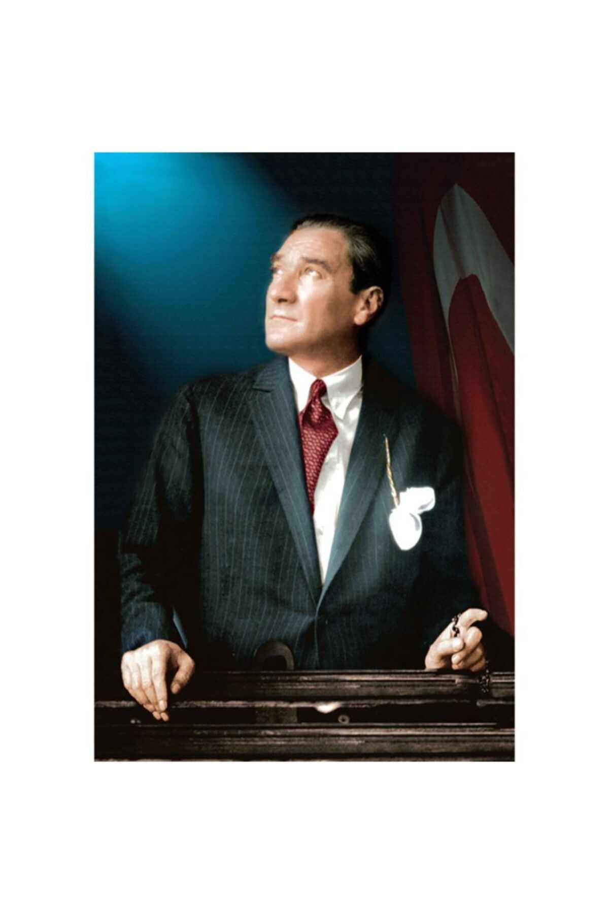 Atatürk Ve Türk Bayrağı Portre Kanvas Tablo 35 X 50 cm_2