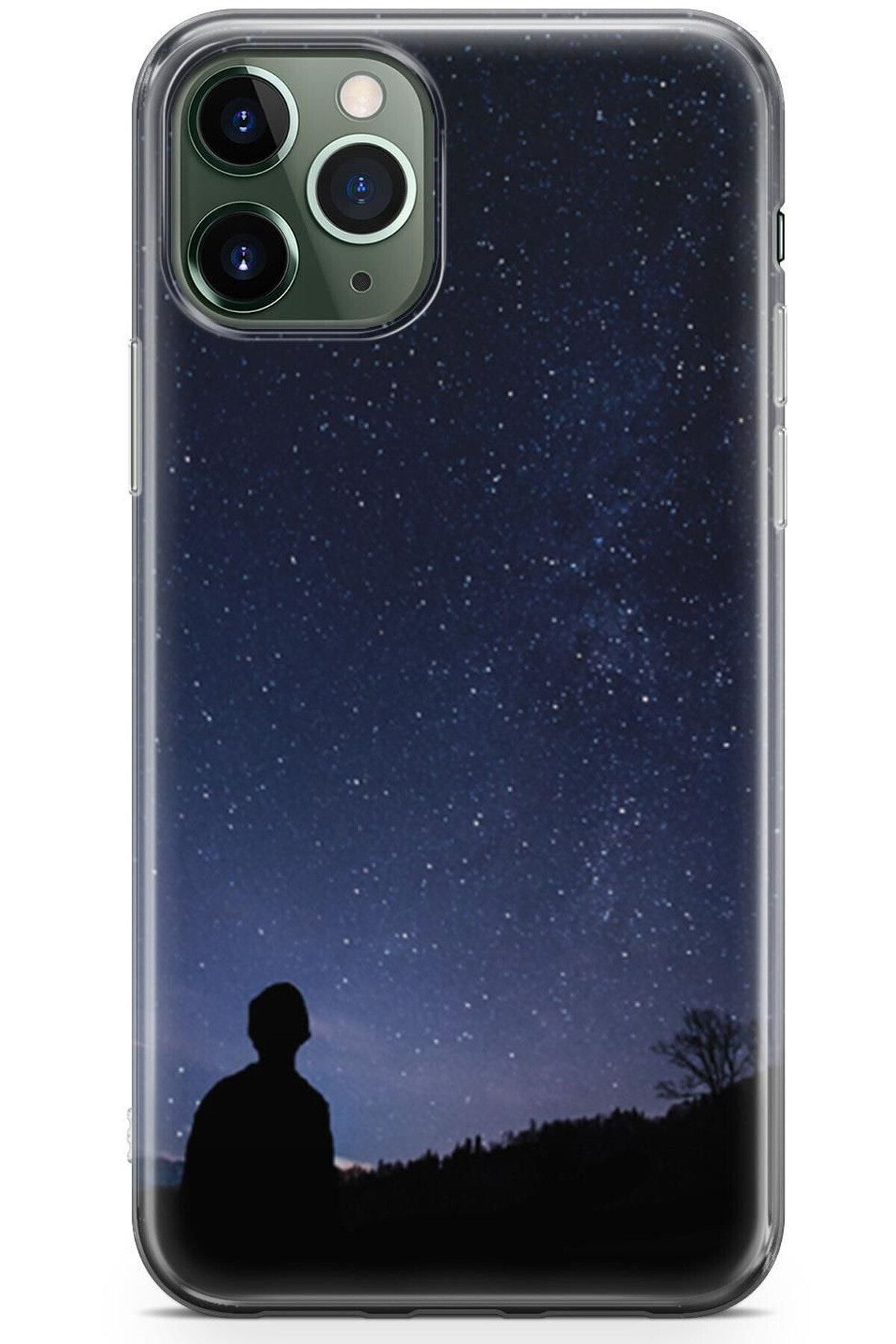 Zipax Samsung Galaxy A11 Kılıf Karanlık Gece Desenli Baskılı Silikon Kilif - Mel-109528