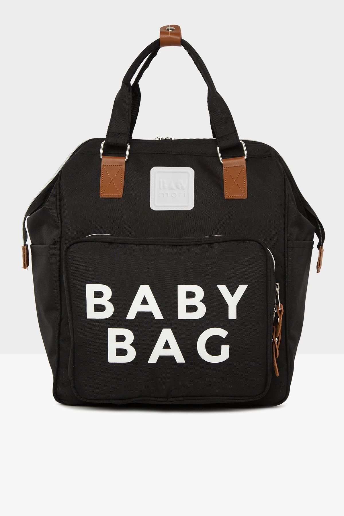 Bagmori Siyah Baby Bag Baskılı Cepli Anne Bebek Bakım Sırt Çantası M000005163