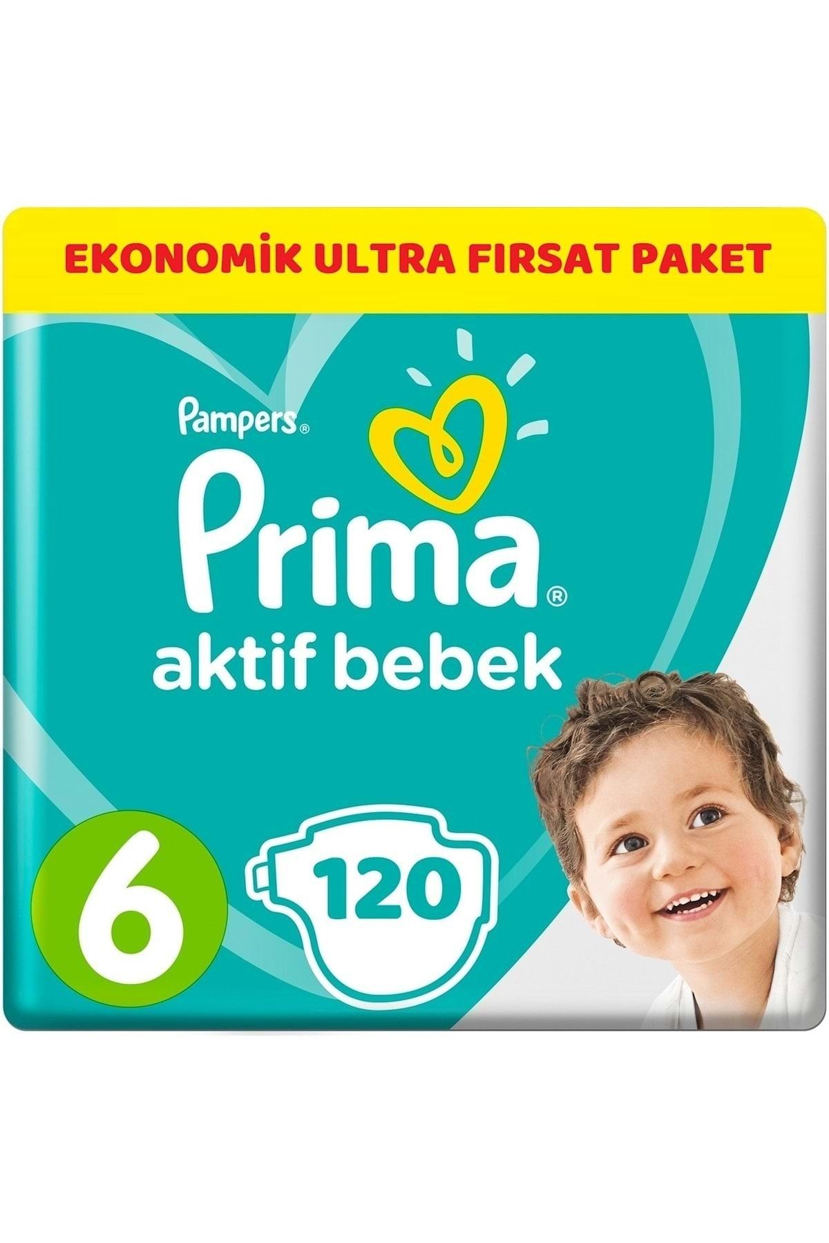 Prima Bebek Bezi Aktif Bebek 6 Beden 120 Adet Ekonomik Ultra Fırsat Paketi
