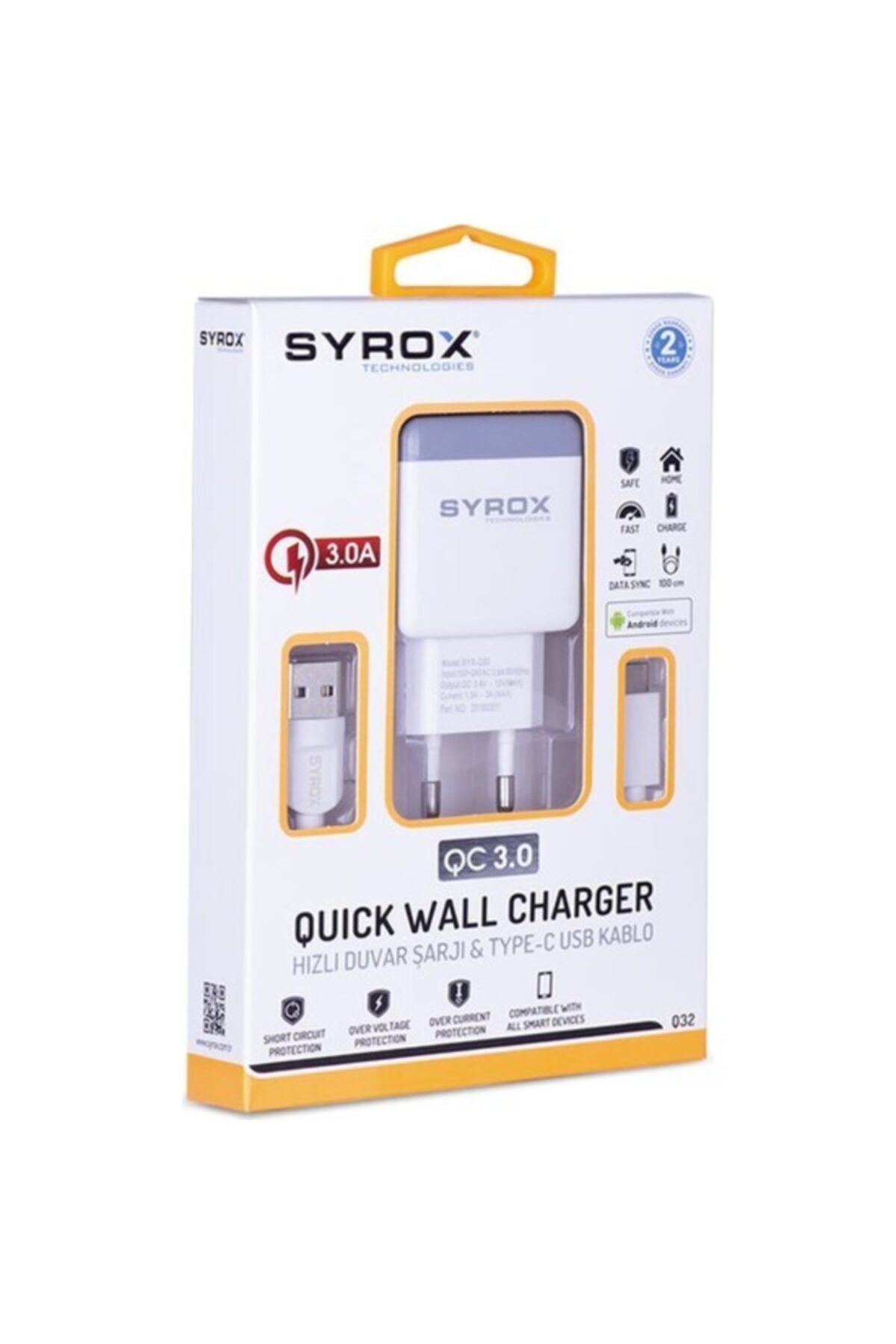 Syrox Samsung A21s Type-c Şarj Cihazı 3.0a Ultra Hızlı+kablo Koruyucu Hediye
