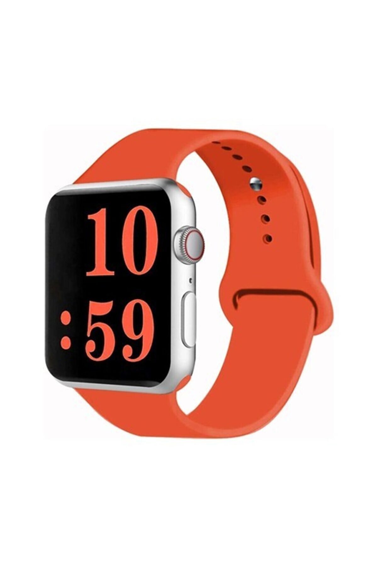 Bilişim Aksesuar Turuncu Apple Watch Spor Kordon Silikon Kayış 38 - 40 - 41 Mm S / M Beden