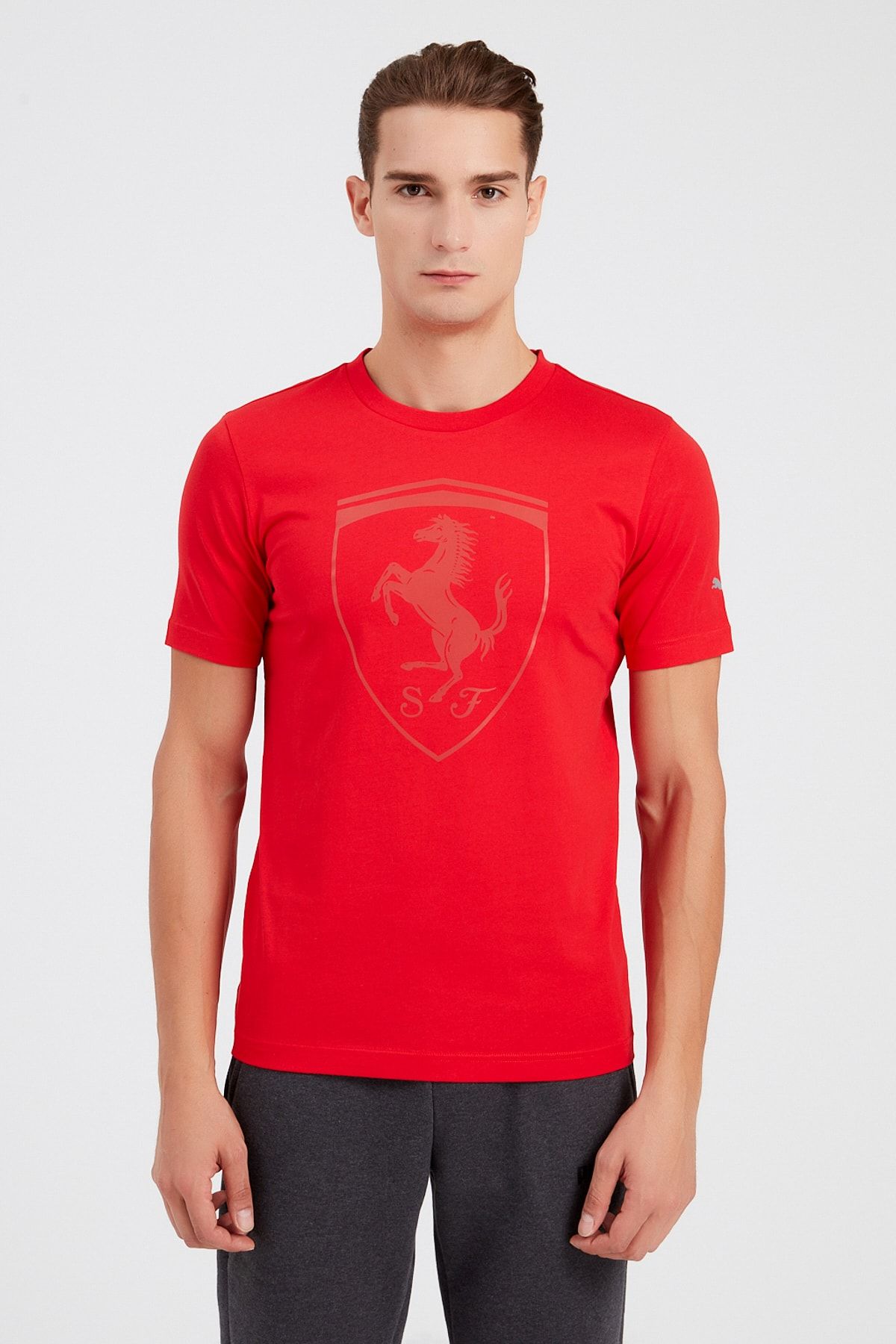 Puma FERRARI STYLE BIG SHIELDT Kırmızı Erkek T-Shirt 100662705