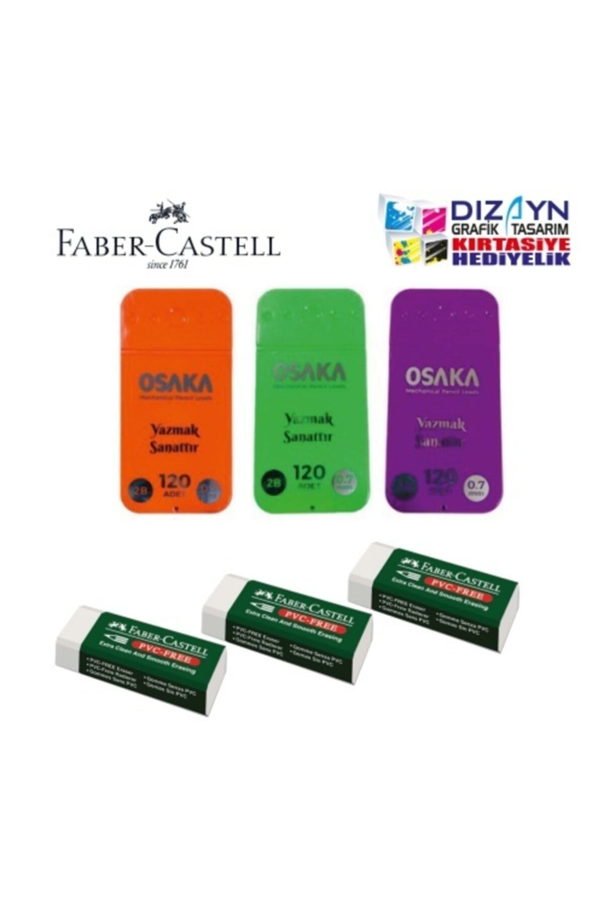 Faber Castell 3 Adet Osaka 0,7min 2b Ve 3 Adet B.beyaz Silgi Set