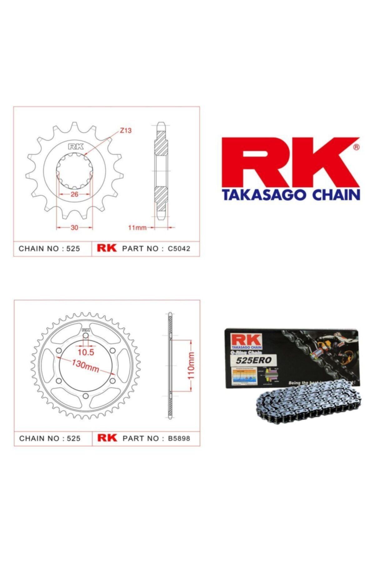 RK Yamaha Tracer 700 Zincir Dişli Set 525 Ero O-ring 16/43t(2016-2019)