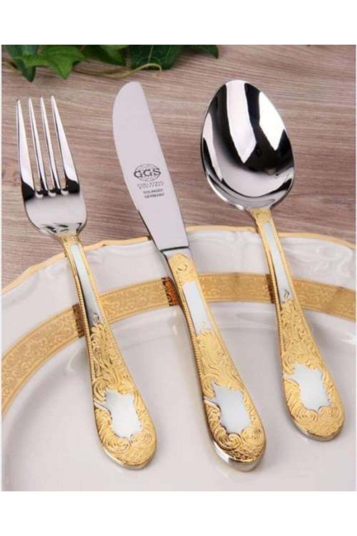 GGS Solingen Germany Ramona Parlak Gold 96 Parça Çatal Kaşık Bıçak Takımı