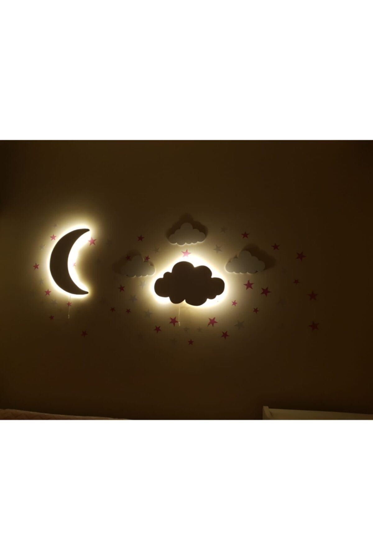 NARMAN Bebek Odası 2 Li Lamba Seti Ay Ve Bulut (gün Işığı Sarı Renk)
