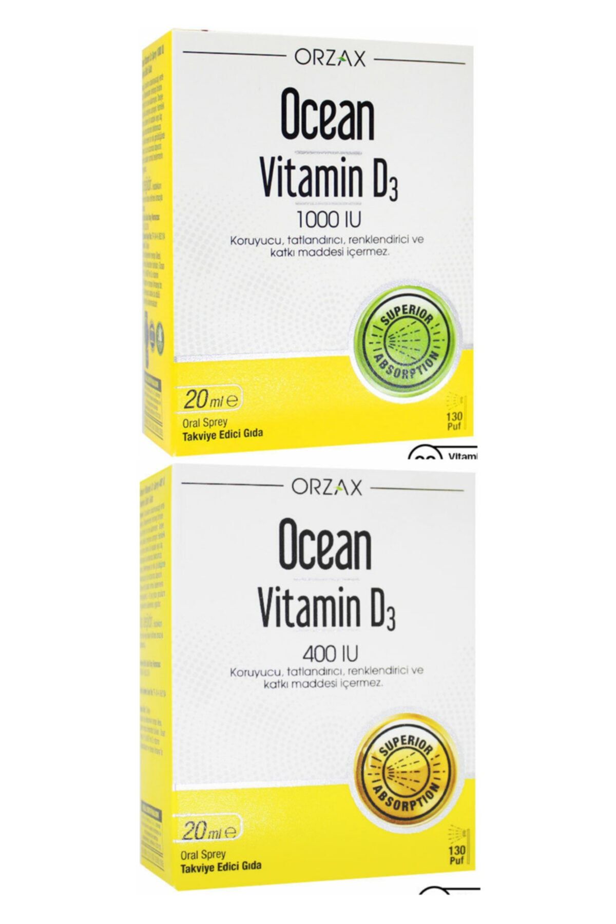 Ocean Vitamin D3 1000IU Sprey 20 ml + Ocean Vitamin D3 400ıu Sprey 20 ml