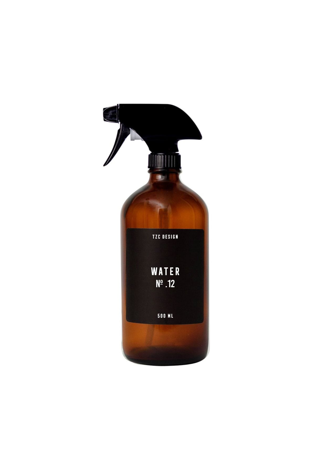 Tzc Desing Amber Kahverengi Cam Şişe Su Sprey Water Sprey Hand Soap 500 Ml Siyah Etiketli