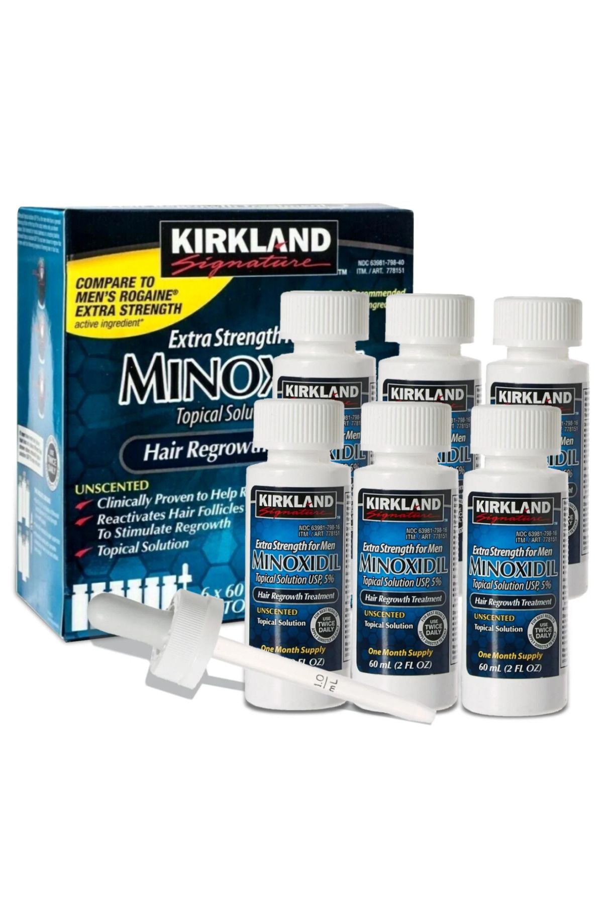 Kirkland Signature Minoxidil 5% - Erkekler İçin Ekstra Güçlü Saç Çıkarıcı Solüsyon (6 Aylık Paket)