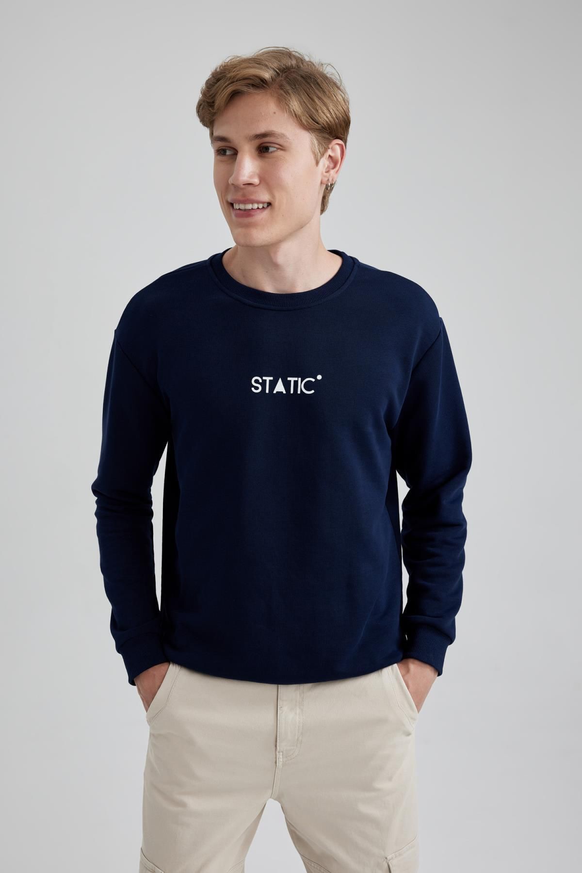 Defacto Regular Fit Bisiklet Yaka Baskılı Sweatshirt A7461ax23au