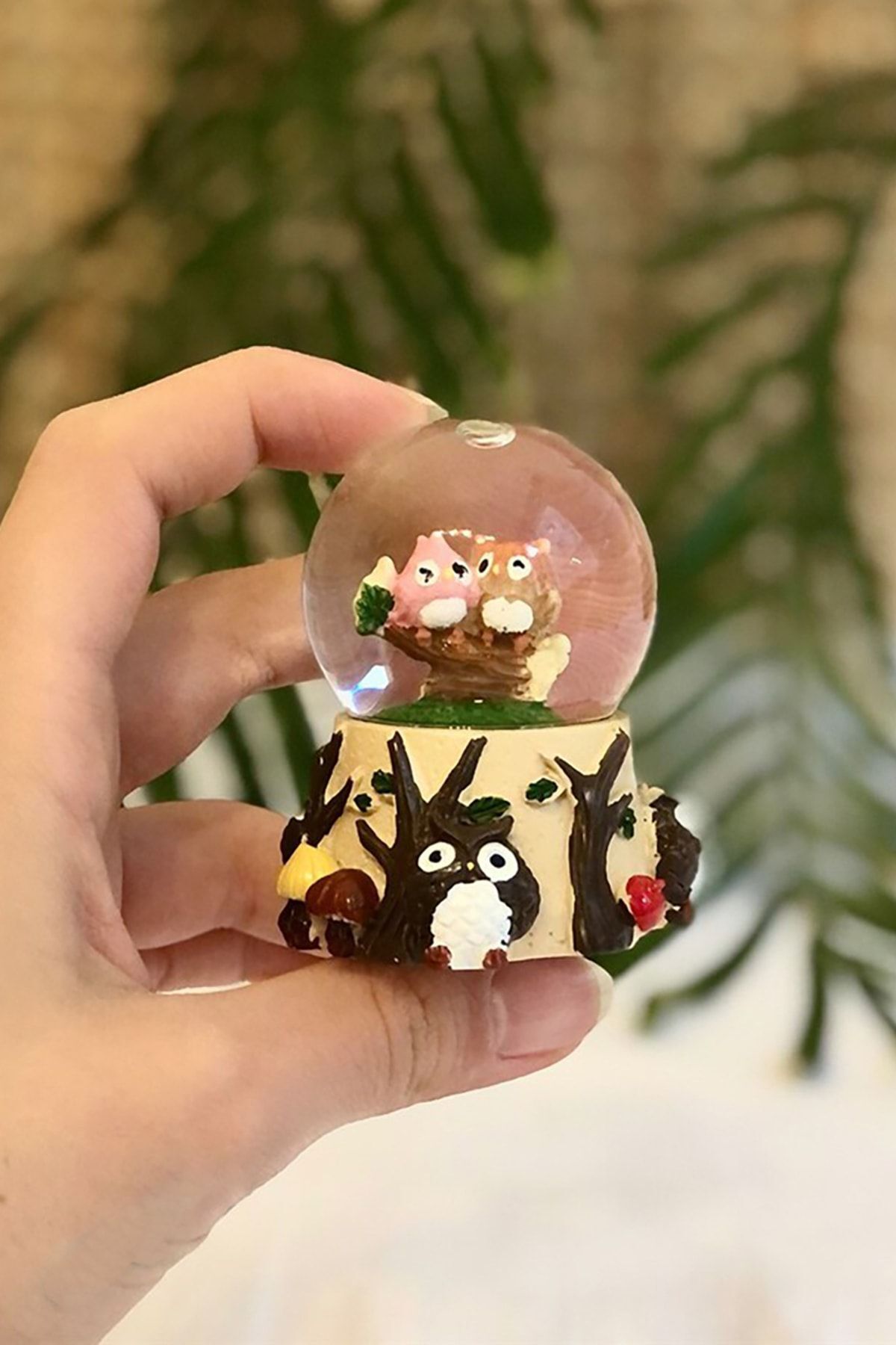 Hediyesepeti Baykuş Tasarımlı Mini Kar Küresi Dekoratif Biblo 7,5 Cm X 5 Cm