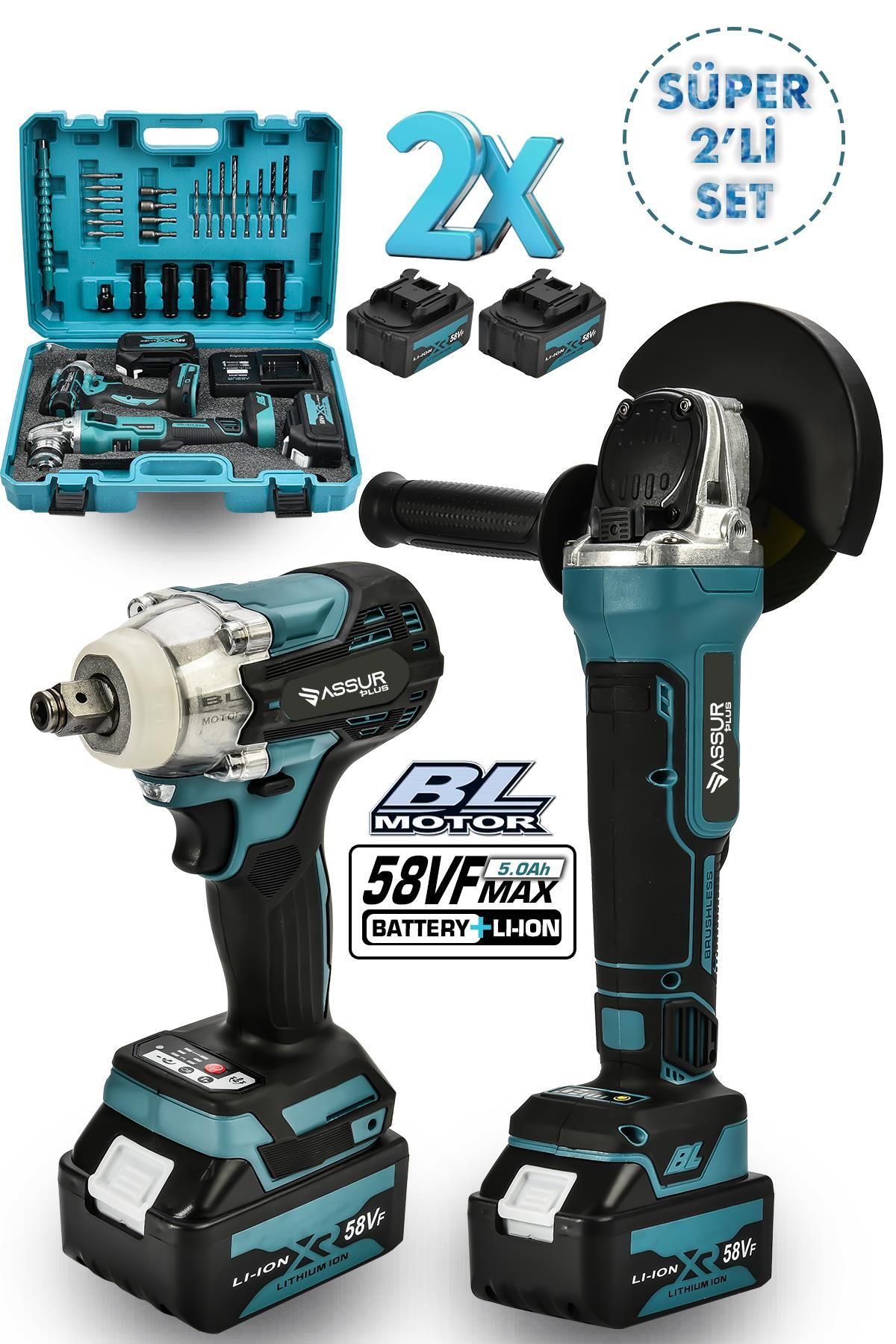 Jetta Power Tools Assur Plus 58vf Ultra 2 Li Set Şarjlı Taşlama Şarjlı Somun Sökme