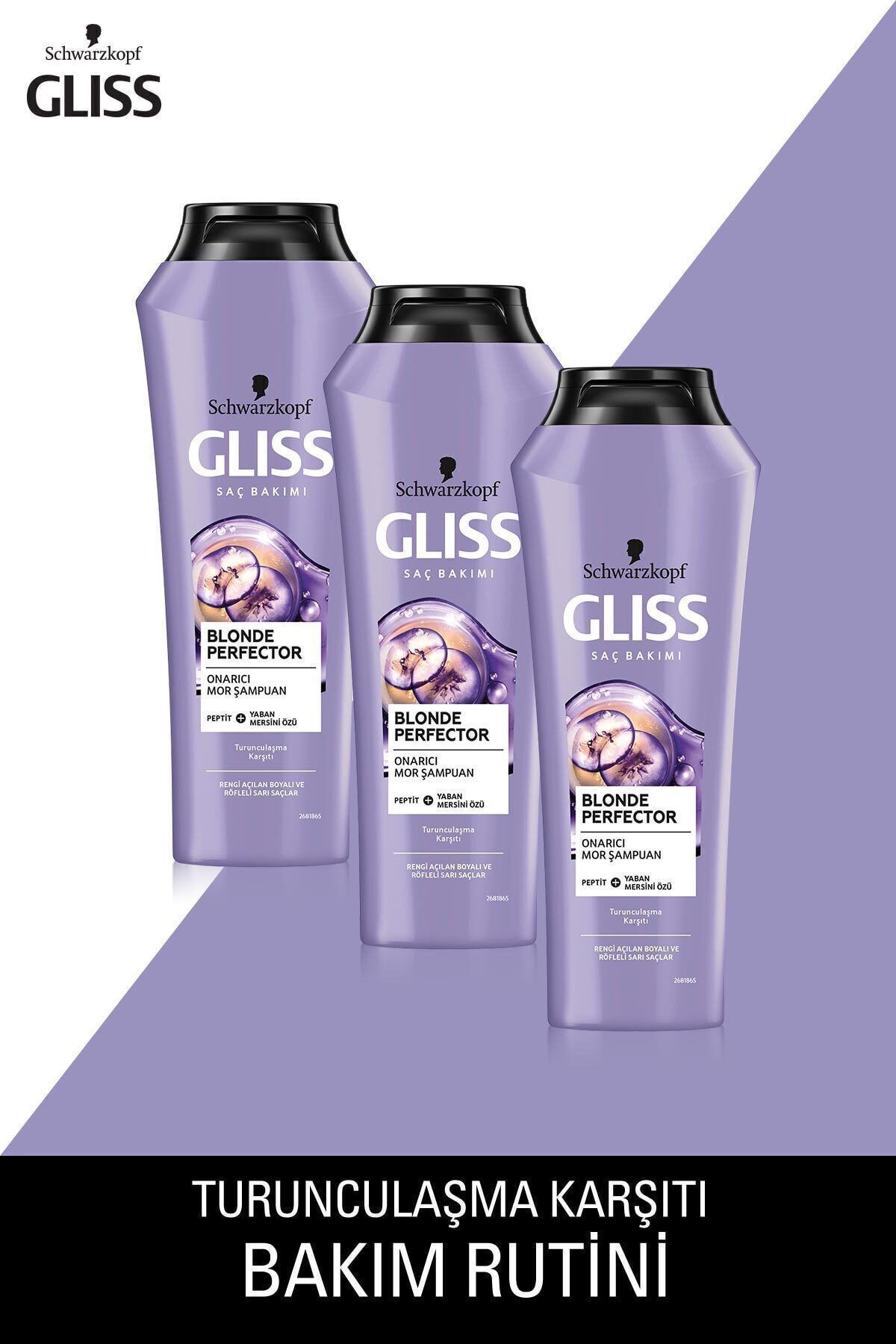 Gliss Blonde Perfector Mor Şampuan 250 ML x 3 Adet