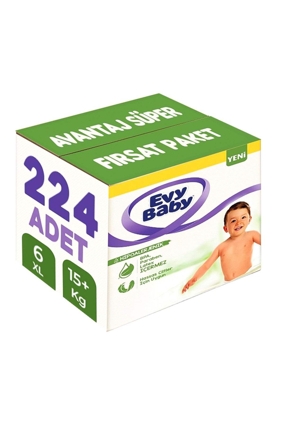 Evy Baby Bebek Bezi Beden:6 (15 KG) Ekstra Large 224 Adet Avantaj Süper Fırsat Pk