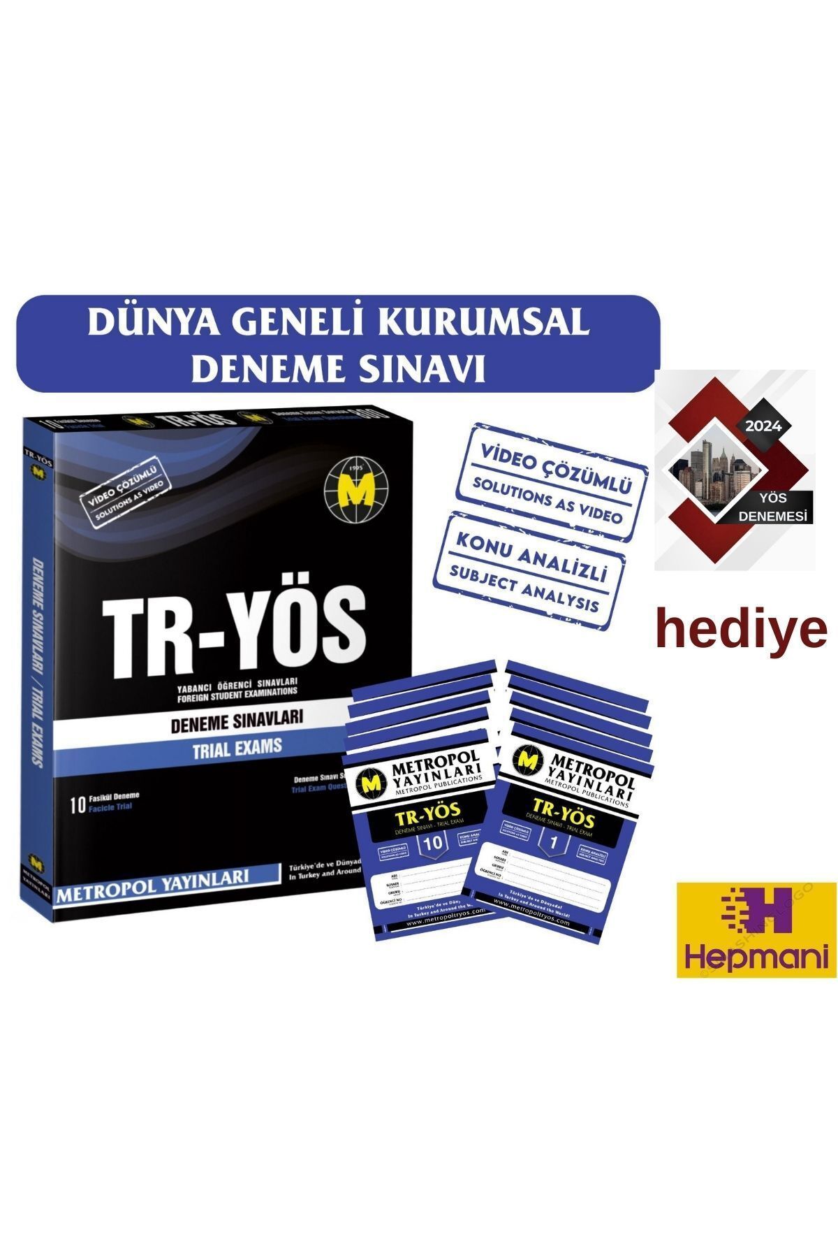 Metropol Yayınları TR-YÖS DÜNYA GENELİ KURUMSAL DENEME-10 SINAV VİDEO ÇÖZÜMLÜ-puza galata tasarı-çözümlü tr-yös sınavı