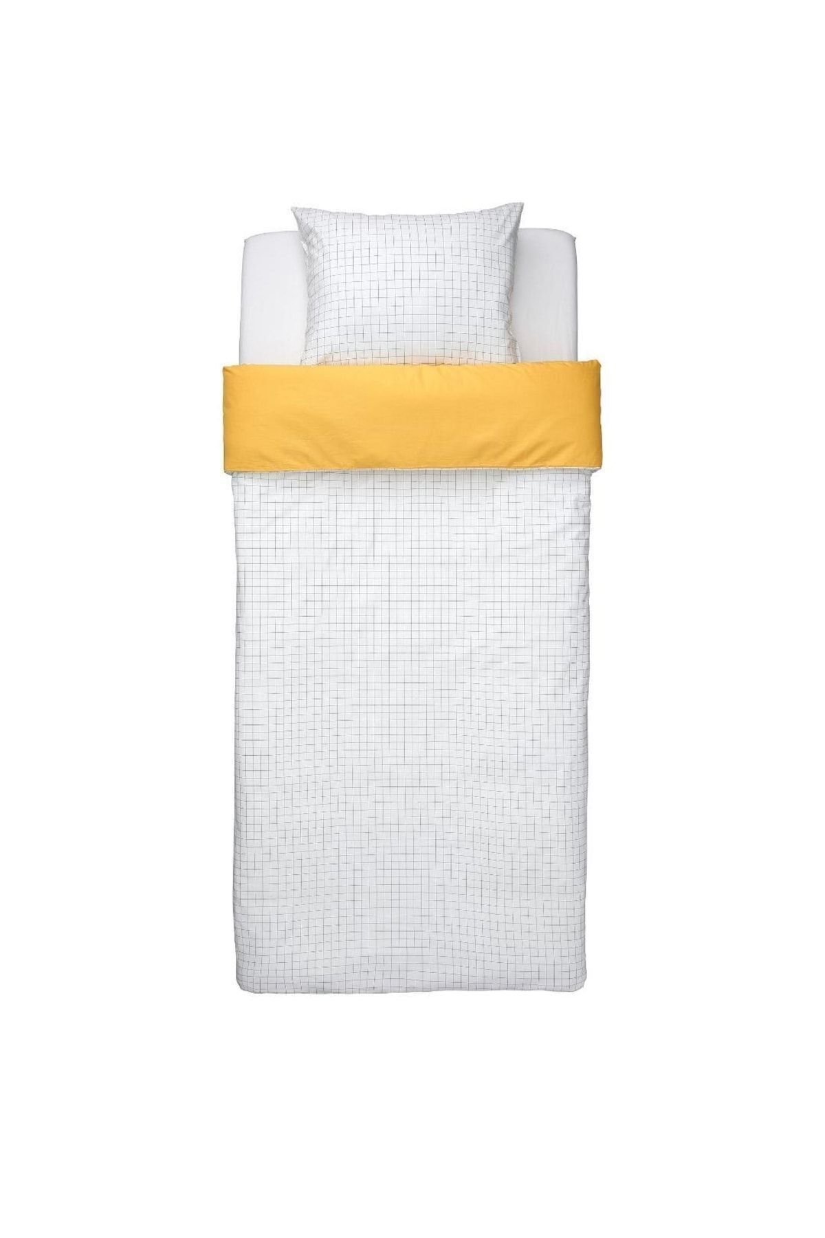 IKEA Vankrets Tek Kişilik Nevresim Takımı, Beyaz-sarı, Çocuk, Genç,