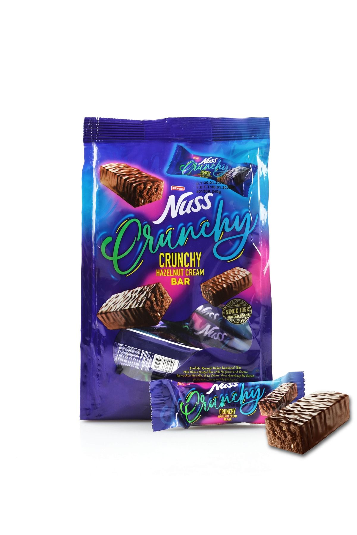 Elvan Nuss Crunchy Bar 240 Gr. (1 Poşet)