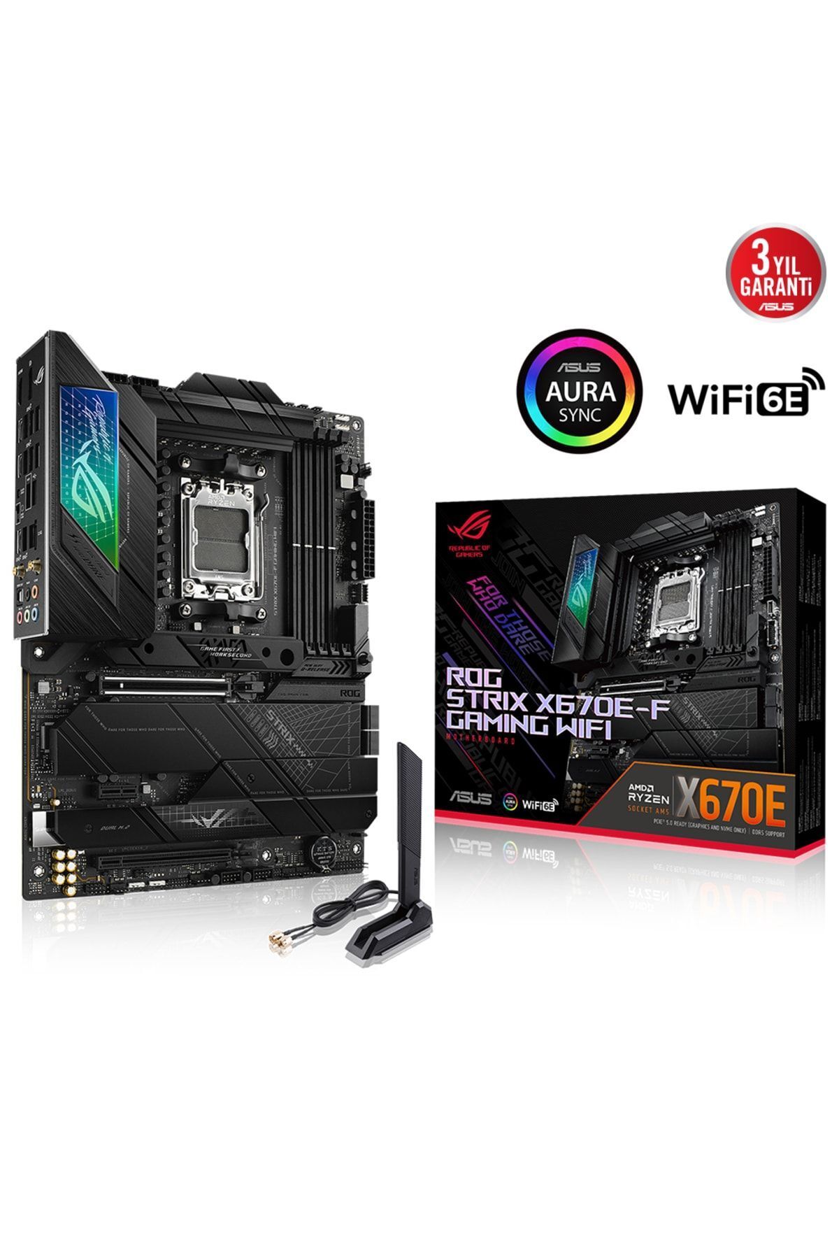 ASUS Rog Strıx X670e-f Gamıng Wıfı Ddr5 Hdmı Dp Pcıe 16x V5.0 Am5 Atx