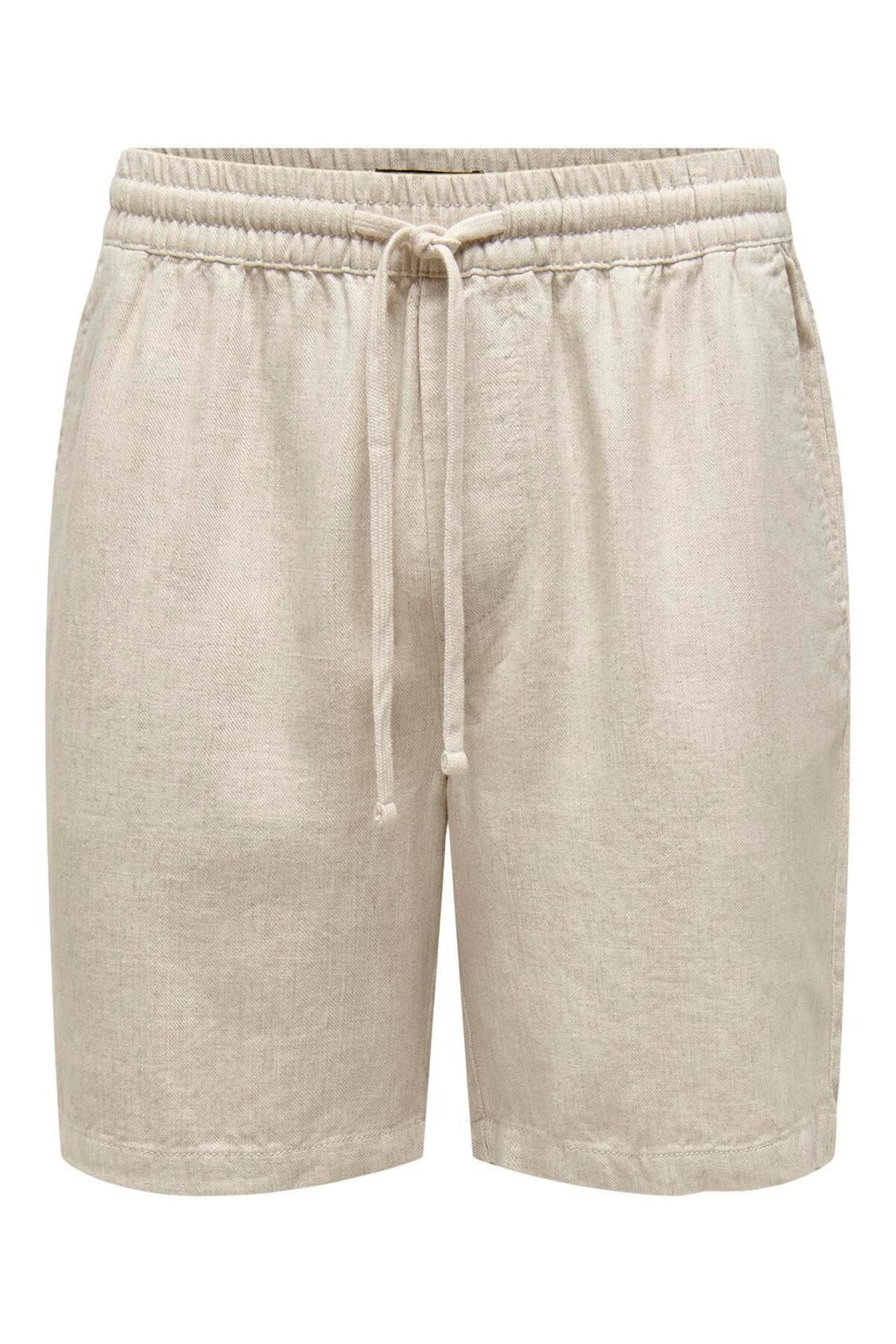 Only & Sons ONSTEL VISC LIN SHORTS 0075 Pamuk Keten Erkek Şort