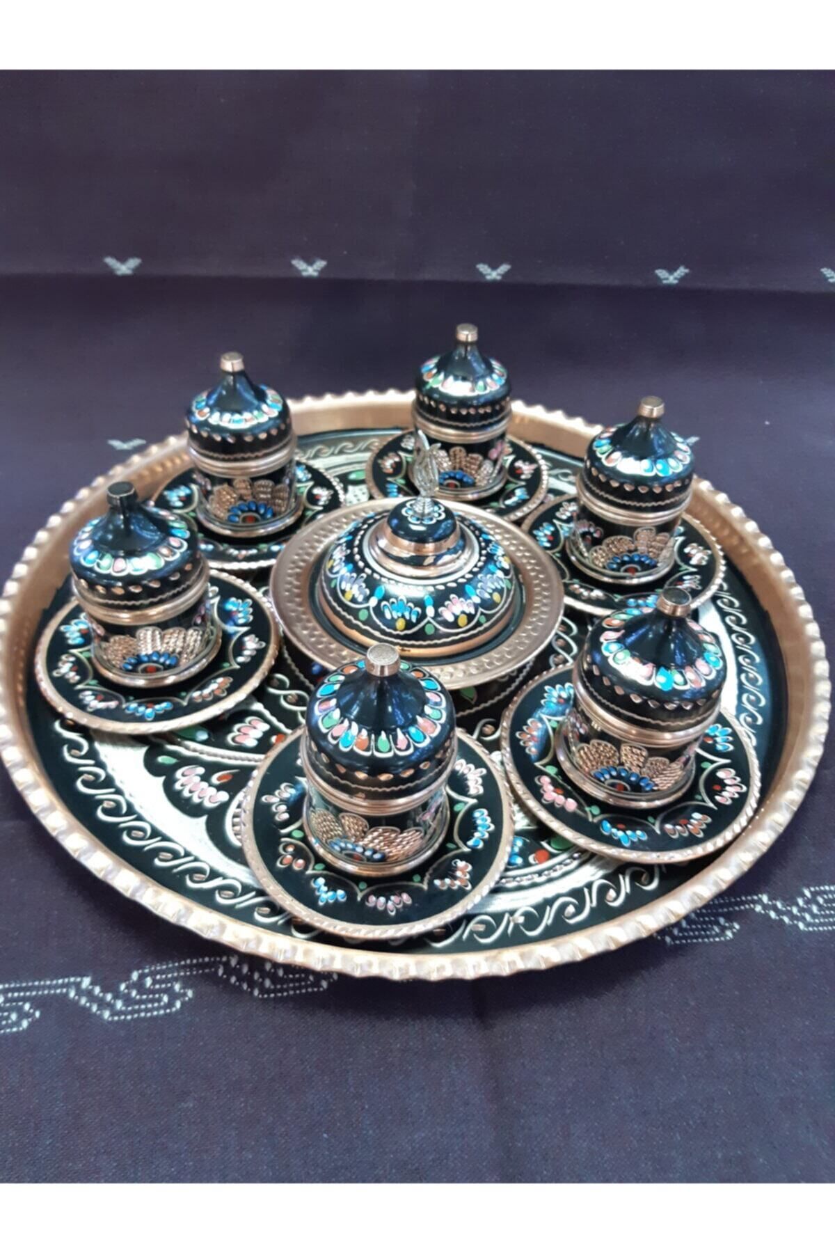 Bakırcı Bakır 6 Lı Kahve Takımı El Işı