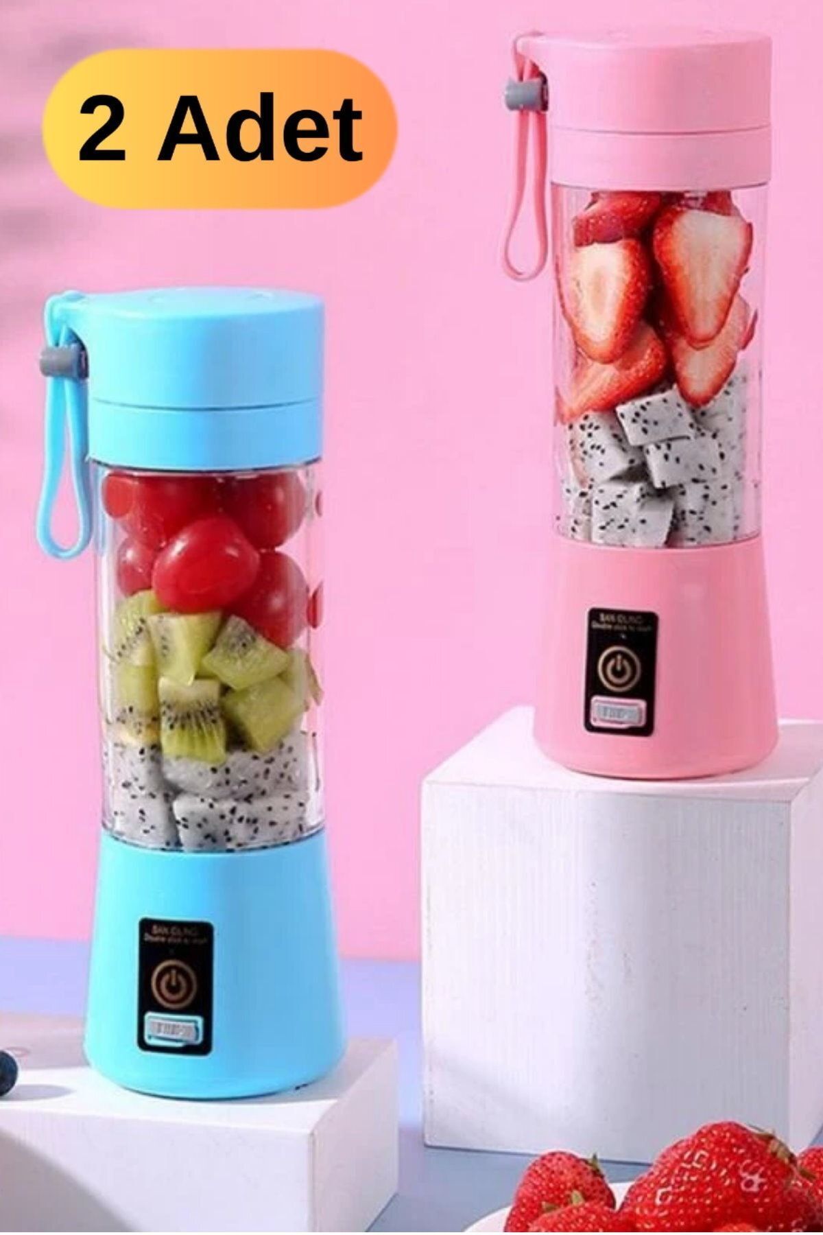 Genel Markalar 2 Adet Mixer 380 Ml Detox Mixer Taşınabilir Shaker 380 Ml Smoothie Blenderı Ice Coffee Milkshake Set