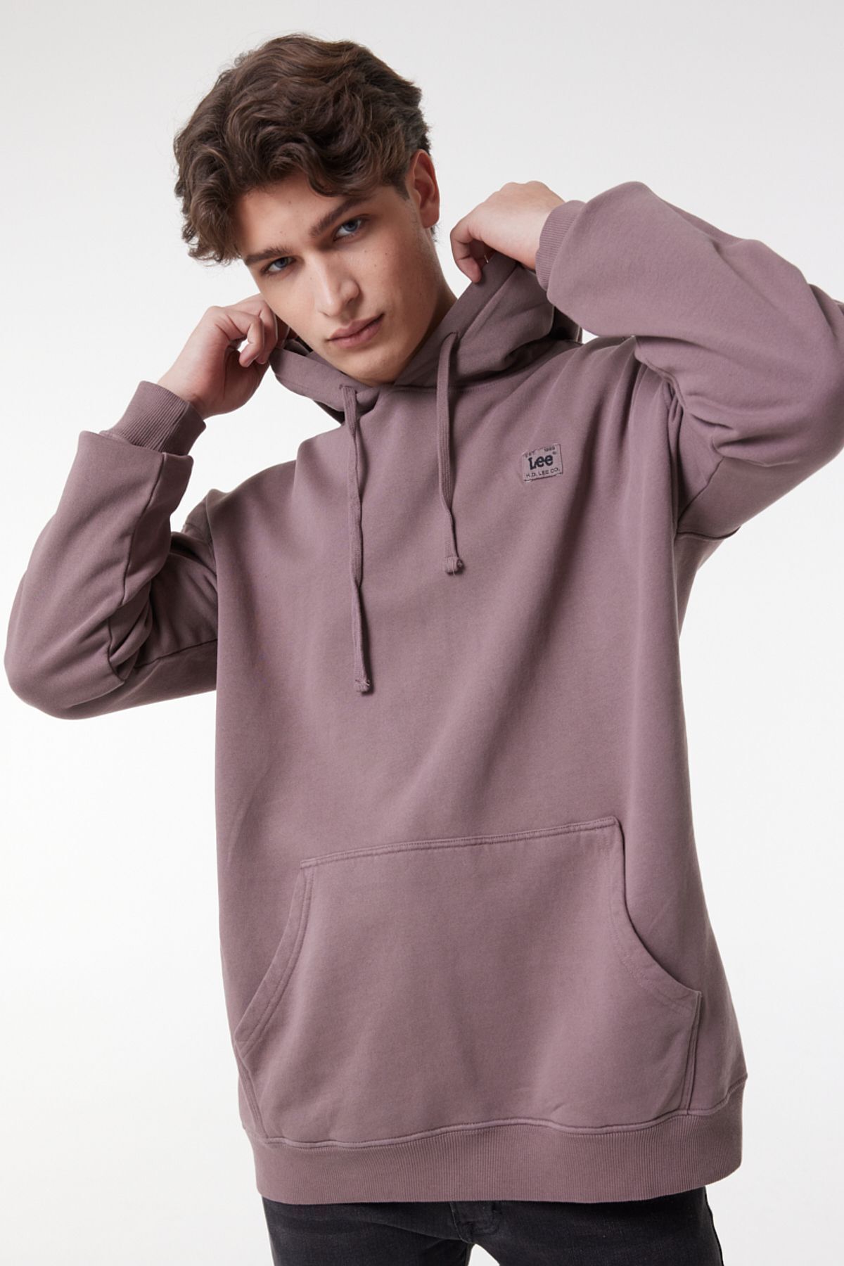 Lee Loose Fit Rahat Kesim %100 Pamuk Kapüşonlu Şardonlu Sweatshirt
