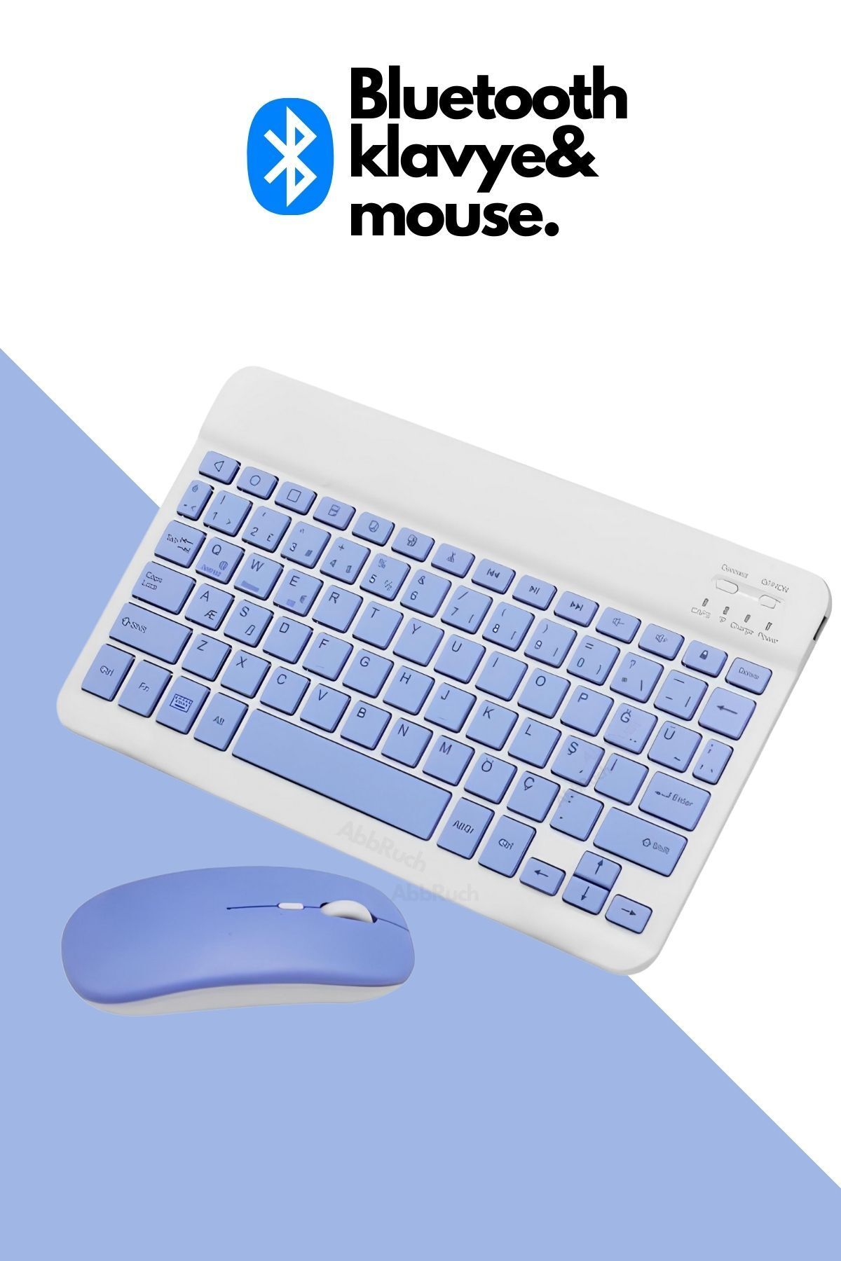 Abbruch Kablosuz Klavye Ve Mouse Seti Bluetooth'lu Şarj Edilebilir Windows&İos&Android&Telefon&Tablet Uyumlu