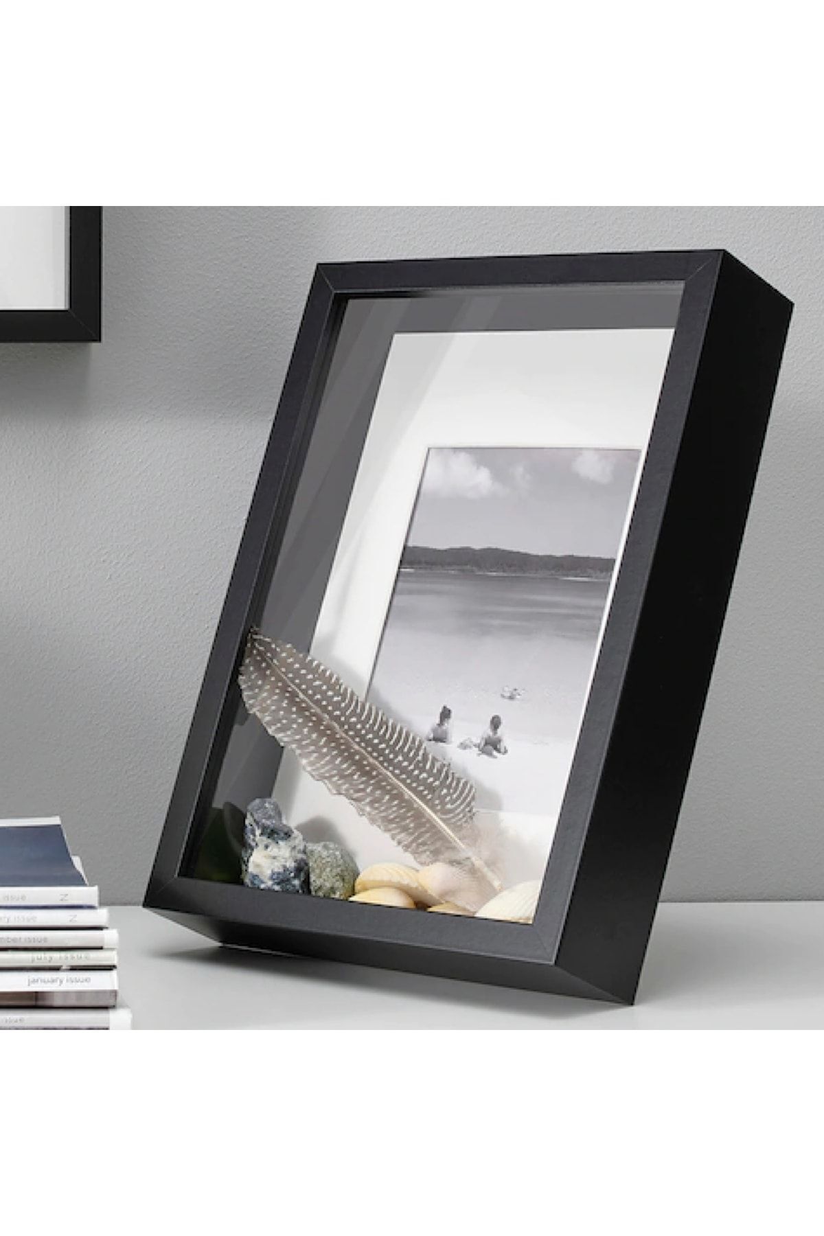 IKEA Sannahed 21x30 Cm A4 Siyah Çiçek Konabilen Derin Kutu Çerçeve Ahşap Fotoğraf Resim Çerçevesi