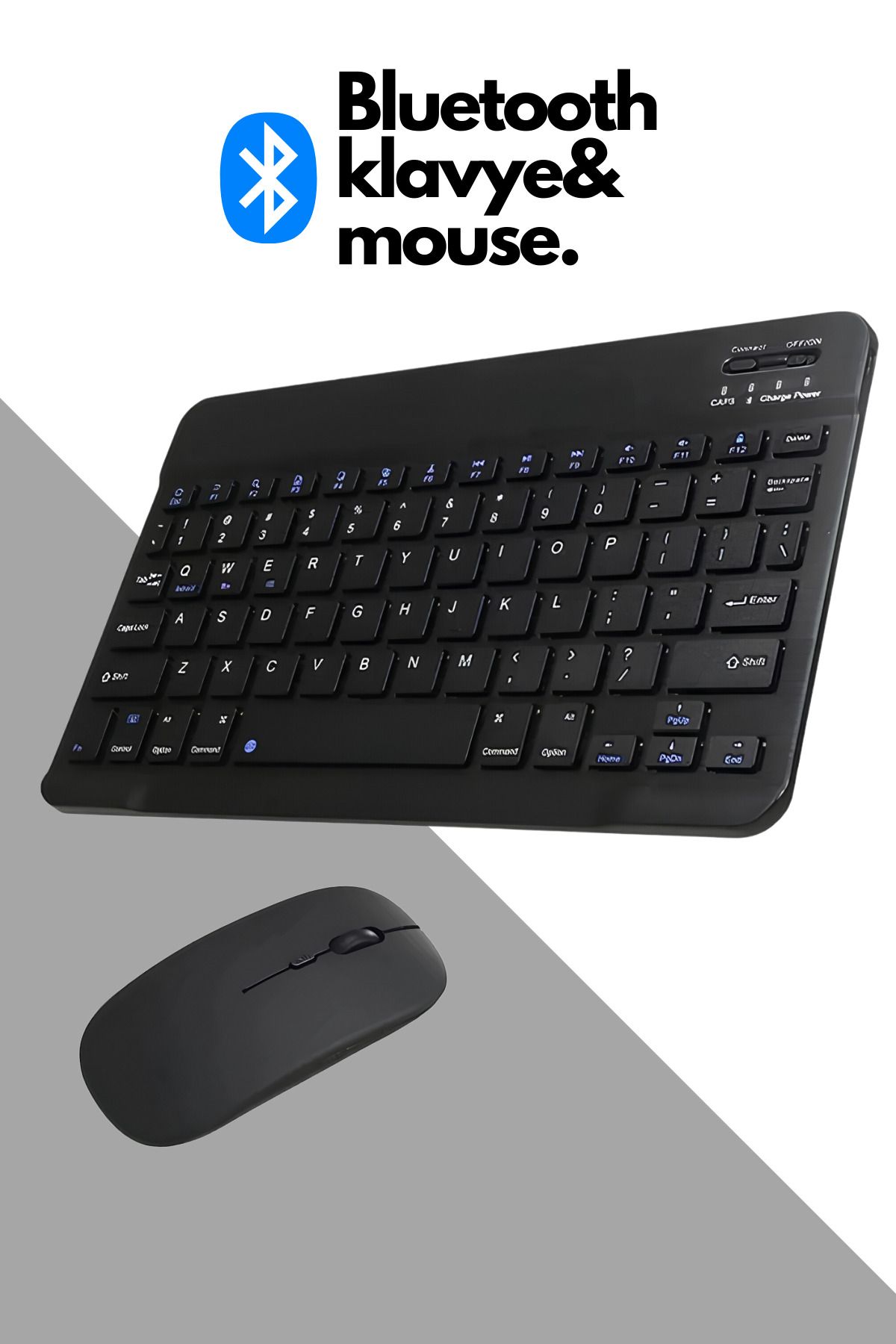 Abbruch Kablosuz Klavye Ve Mouse Seti Bluetooth'lu Şarj Edilebilir Windows&İos&Android&Telefon&Tablet Uyumlu