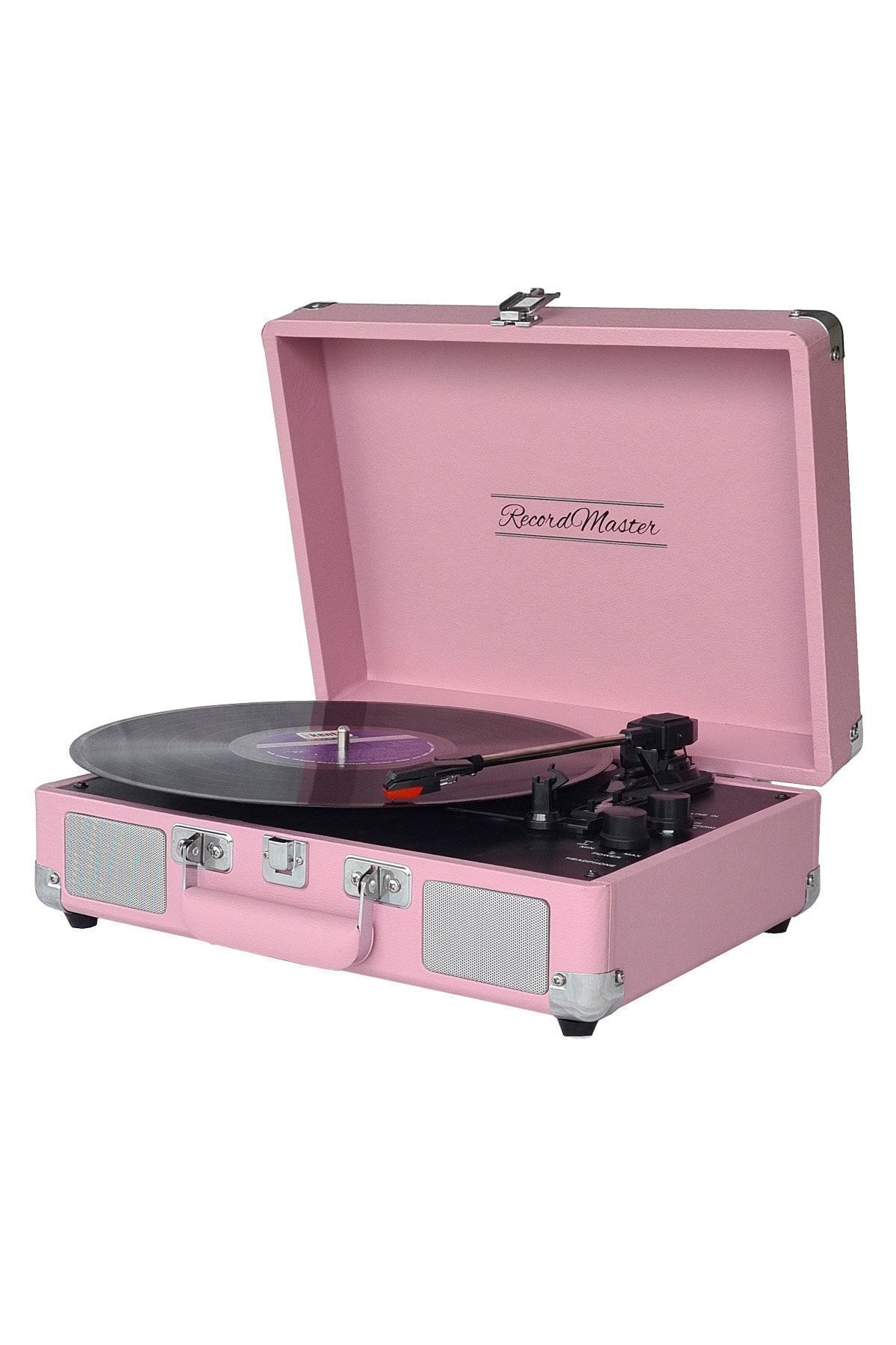 Record Master St14012 Retro Pikap Plak Çalar - Pembe - Bluetooth, Şarj - 3 Devir - Universal Iğneli
