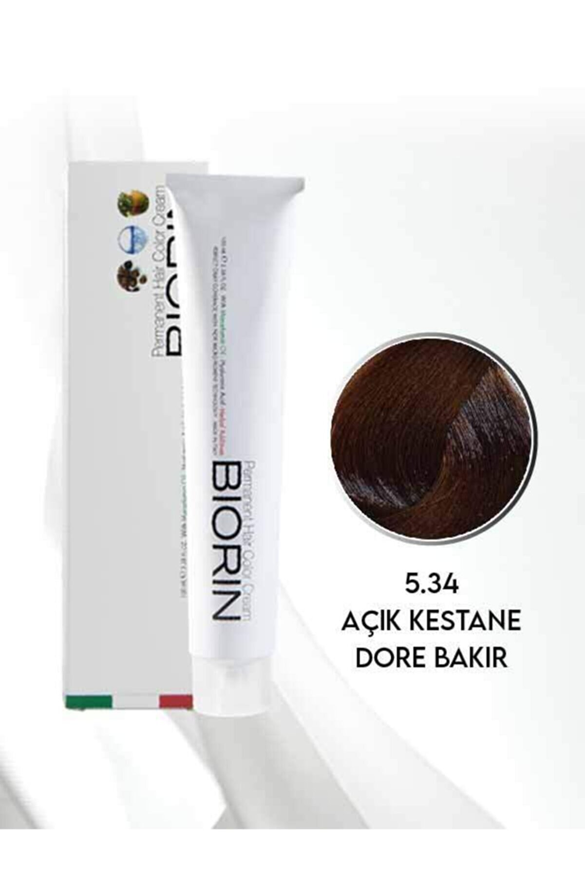 Biorin Permanent Hair Color Cream 100 Ml No: 5.34 Açık Kestane Dore Bakır
