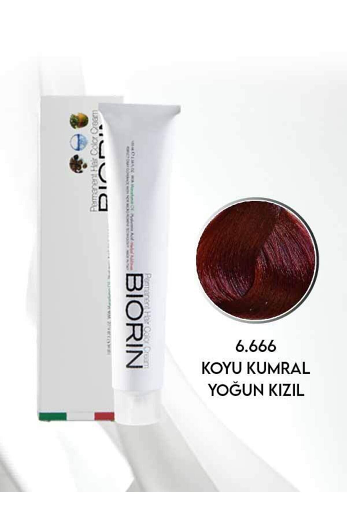 Biorin Permanent Hair Color Cream 100 Ml No: 6.666 Koyu Kumral Yoğun Kızıl