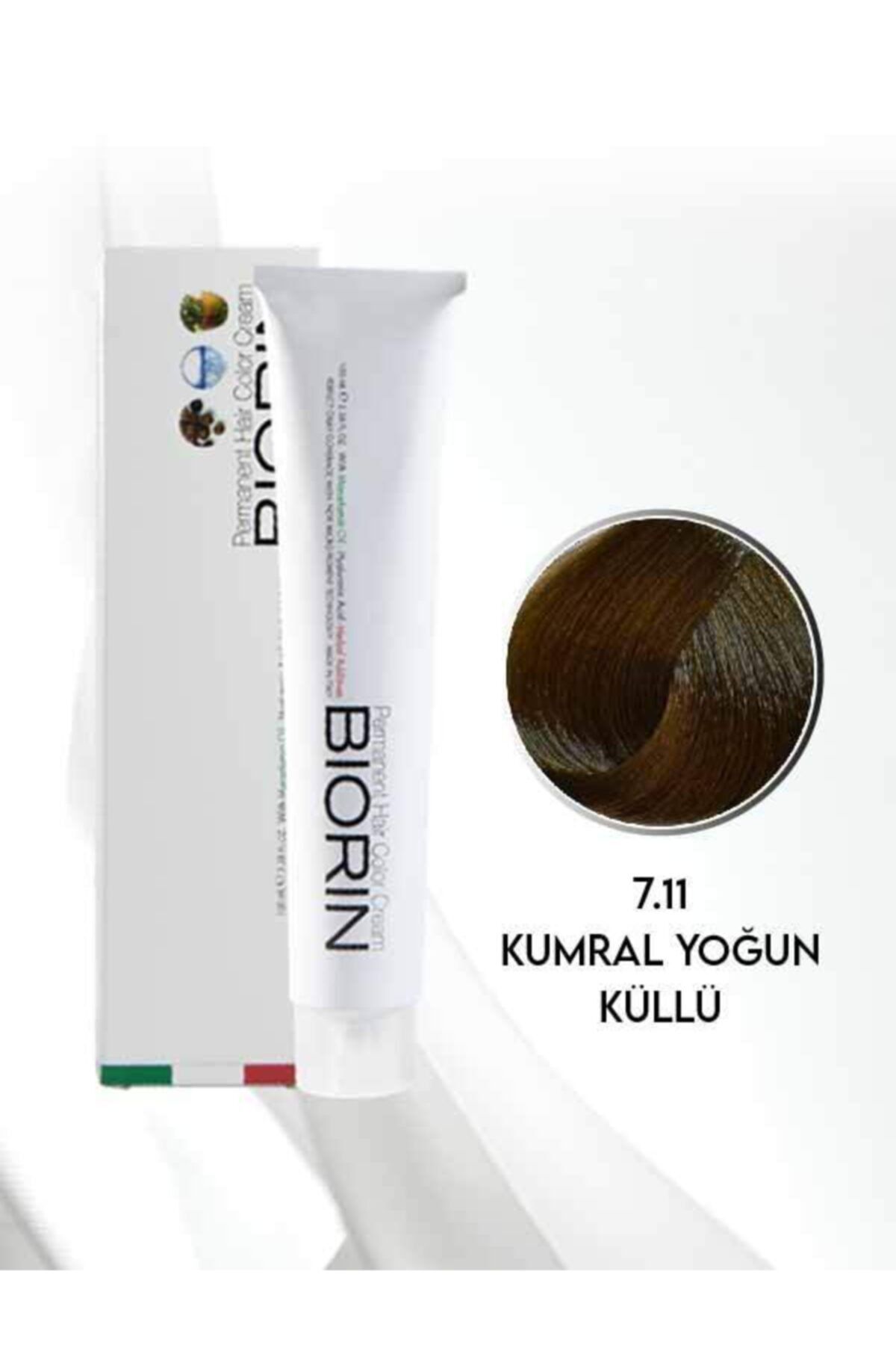 Biorin Permanent Hair Color Cream 100 Ml No: 7.11 Kumral Yoğun Küllü