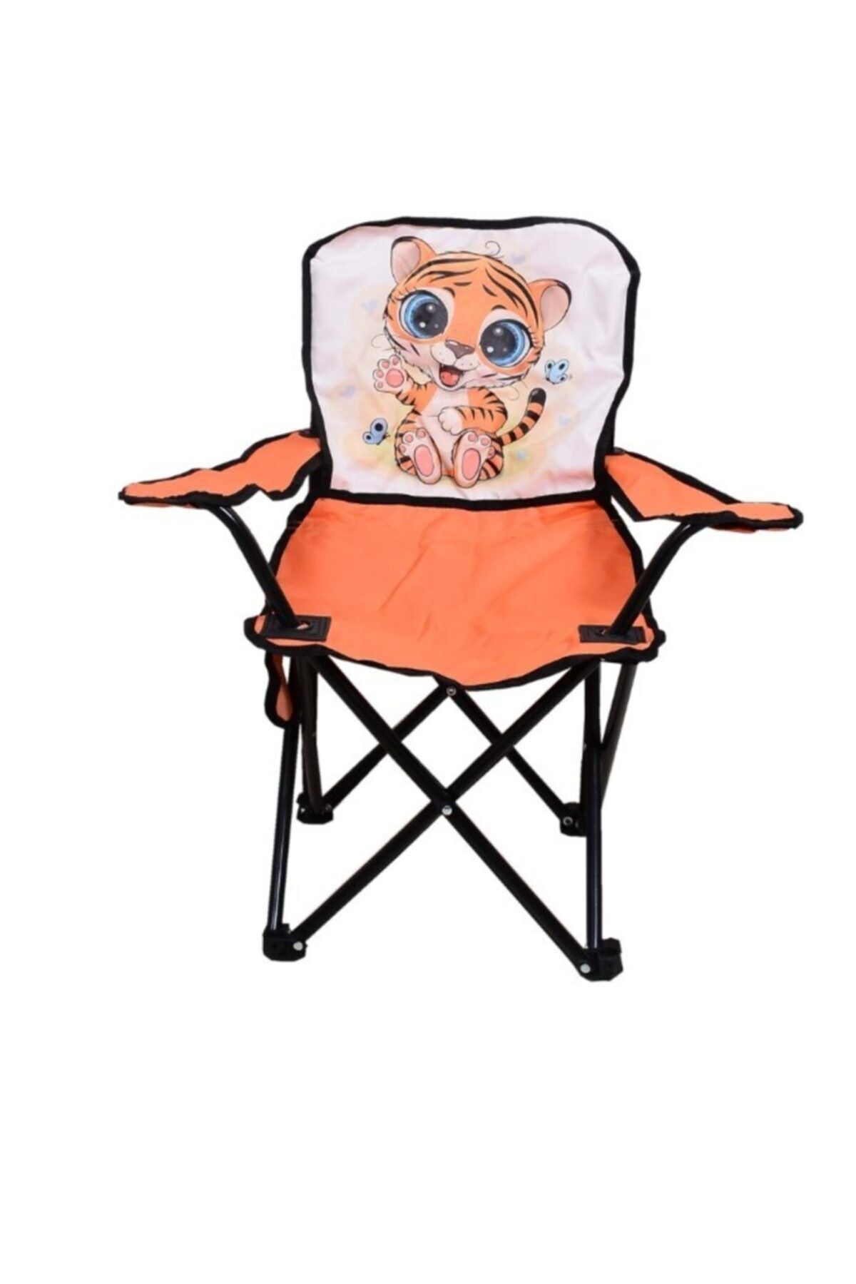 Toysan Mini Çocuk Katlanır Çantalı Kamp Sandalyesi Turuncu Kaplan Desenli